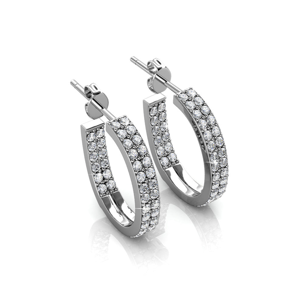 Grace 18k White Gold Plated 19mm Hoop Earrings with Swarovski Crystals