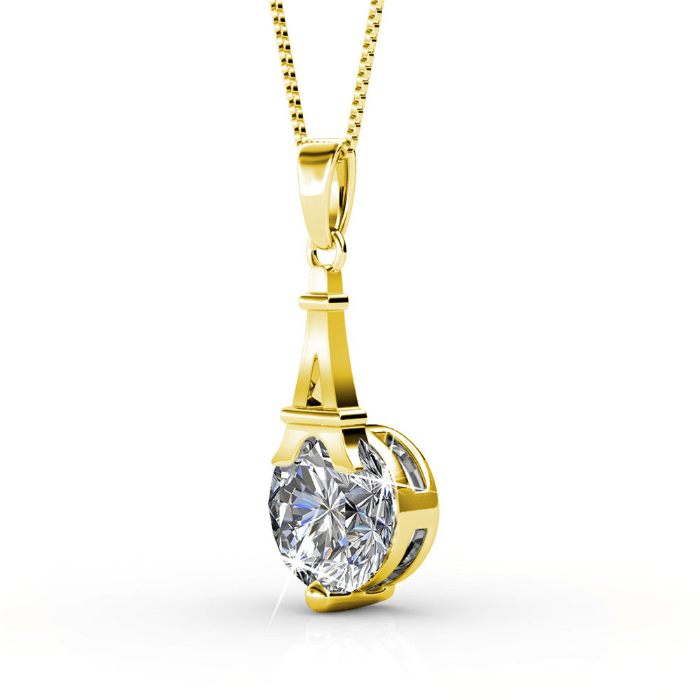 Isla 18k White Gold Plated Pendant Necklace with Round Swarovski Crystal