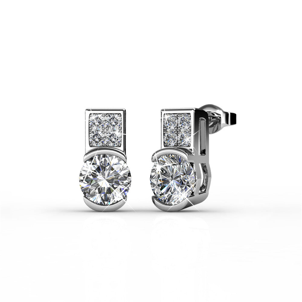 Laya 18k White Gold Plated Stud Earrings with Swarovski Crystals — Final Sale