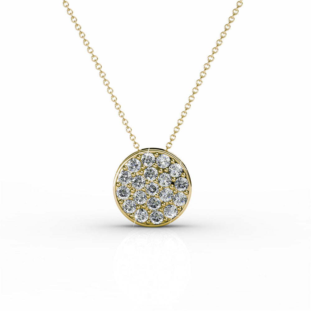 Nelly 18k 镀白金密镶水晶吊坠项链