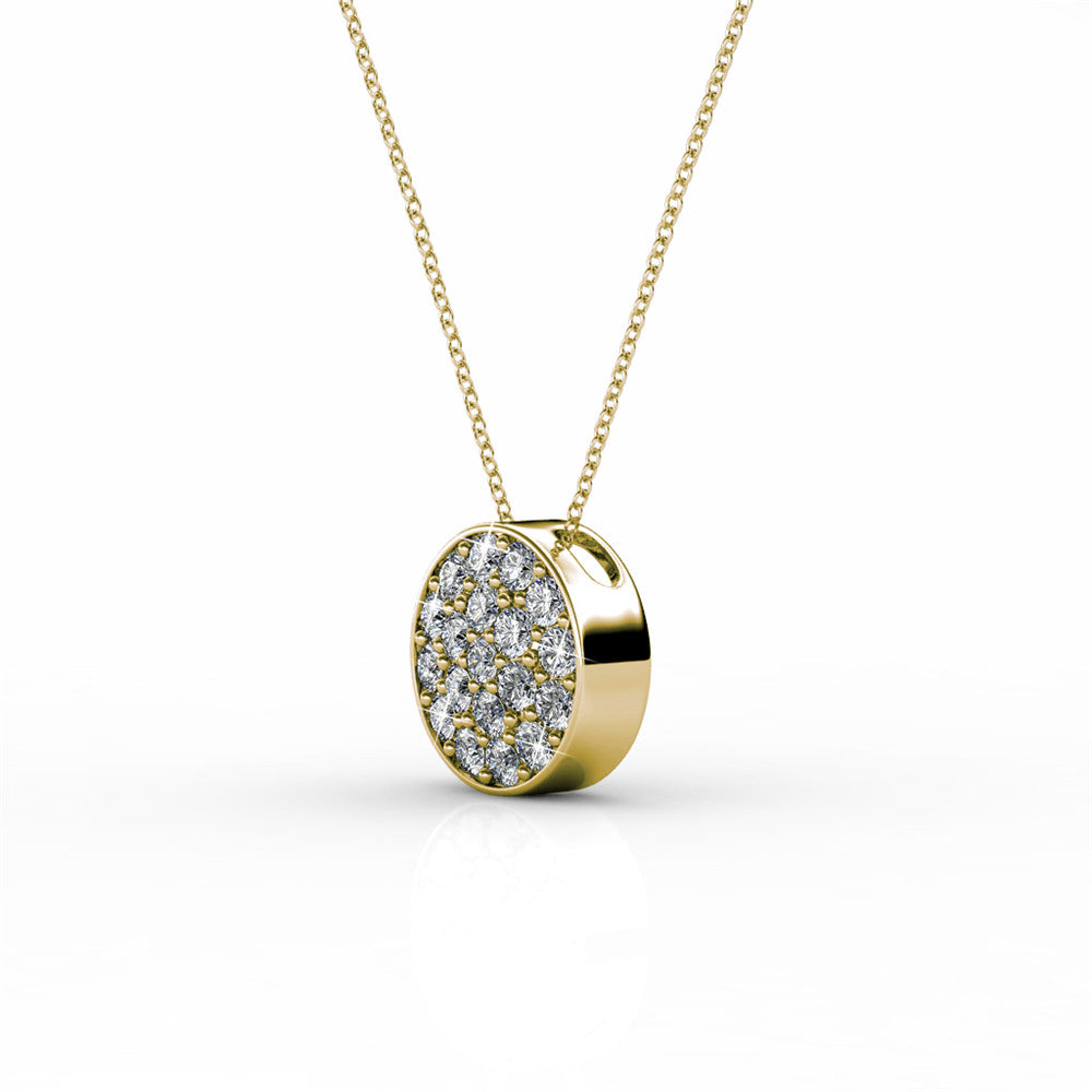 Nelly 18k 镀白金密镶水晶吊坠项链