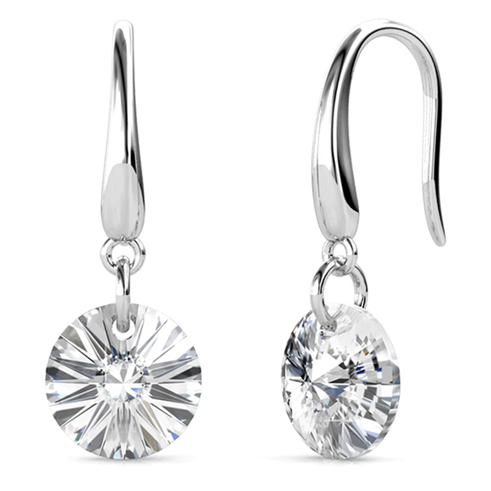 Reese 18K White Gold Plated Earrings with Round Cut Solitaire Swarovski Crystals
