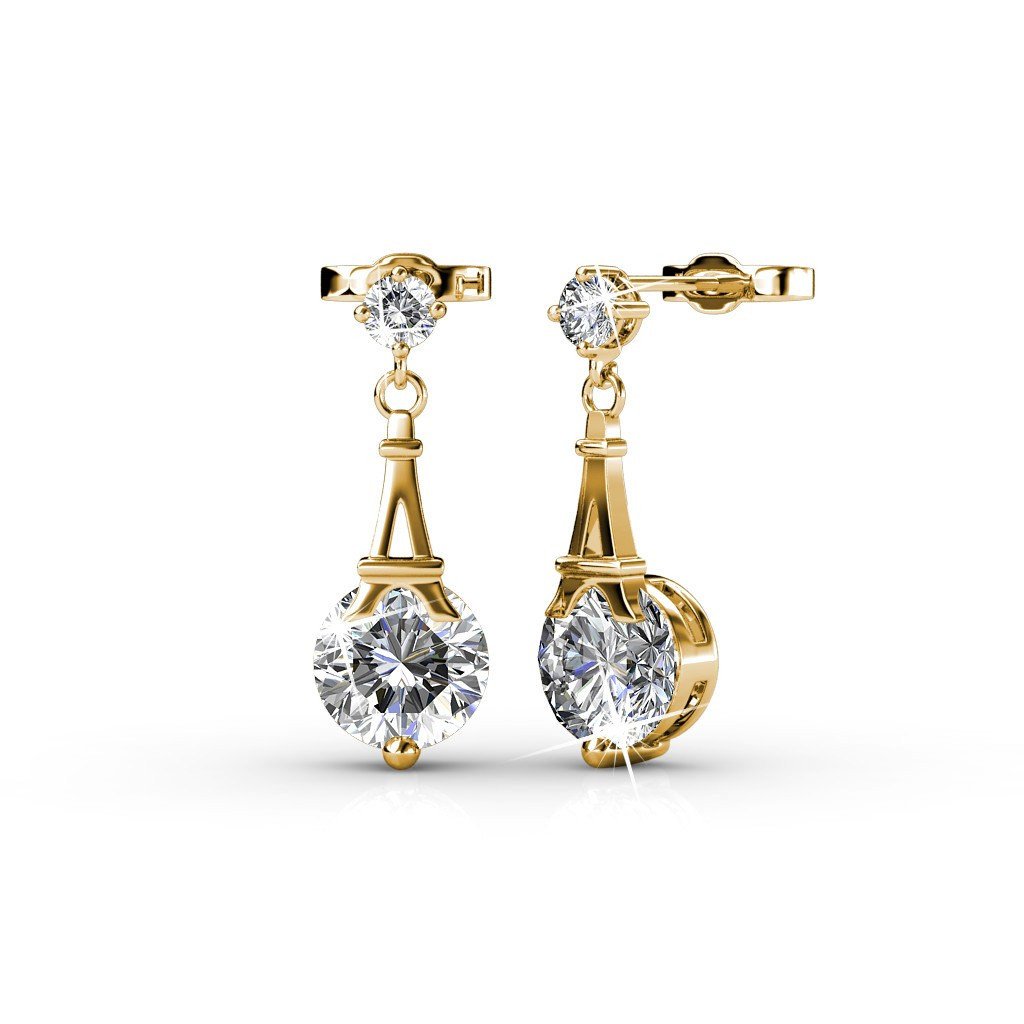 Isla 18k White Gold Plated Dangle Earrings with Round Swarovski Crystals