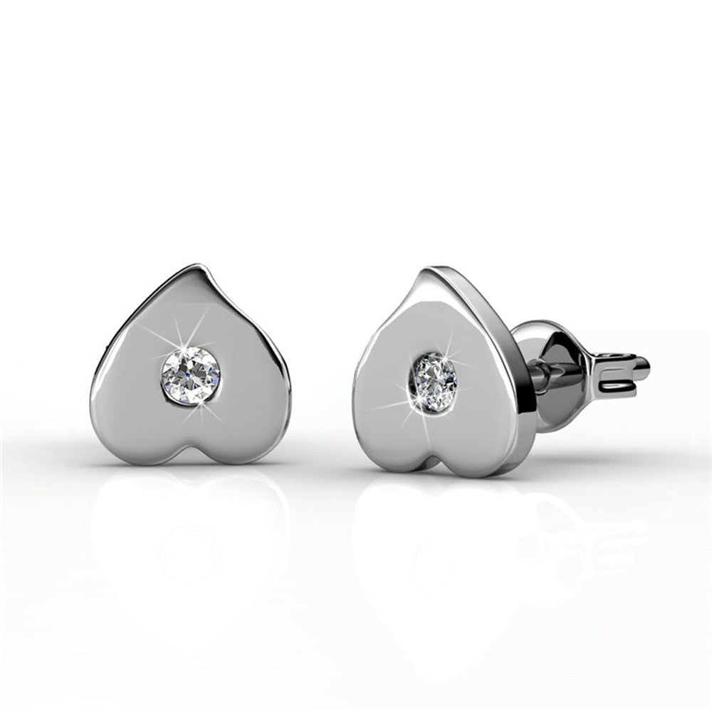 Earrings,Jewelry,Swarovski - Vanessa Petite Heart 18k White Gold Swarovski Stud Earrings