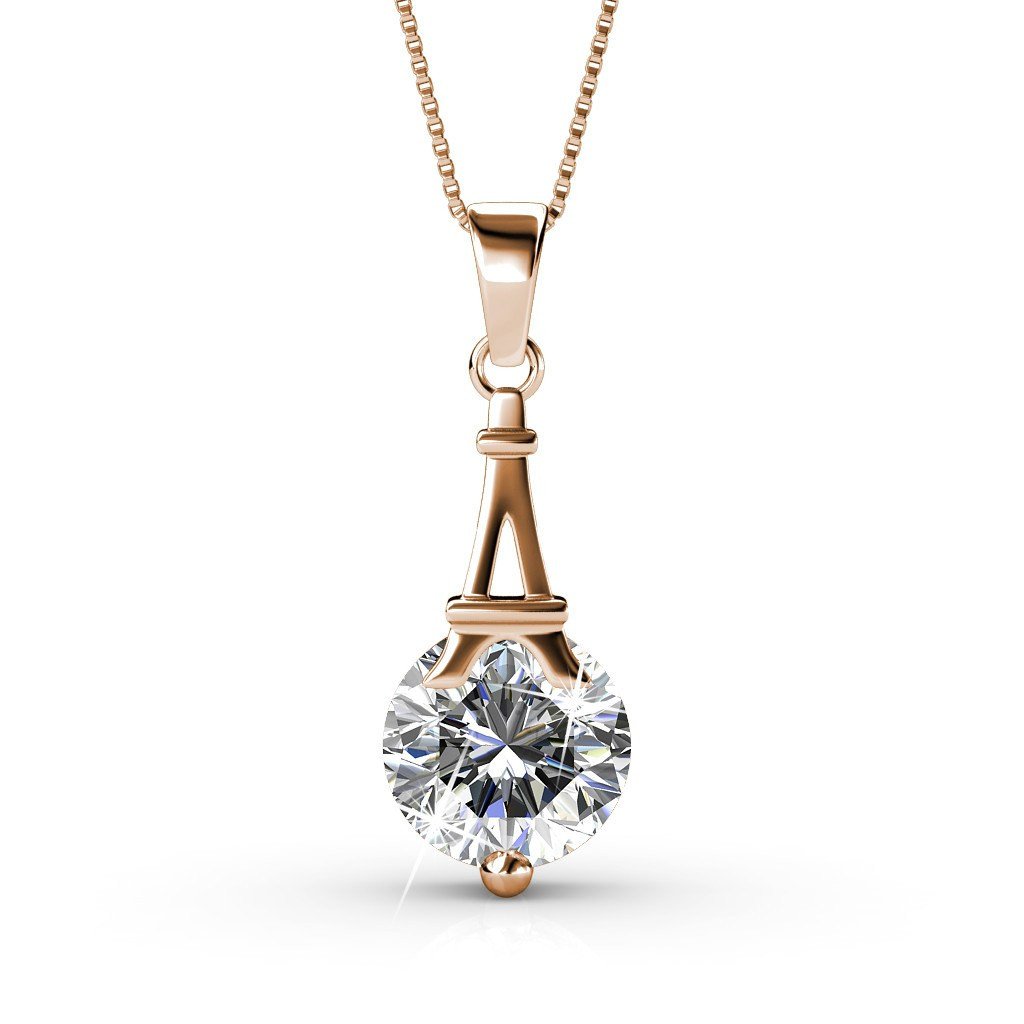 Isla 18k White Gold Plated Pendant Necklace with Round Swarovski Crystal