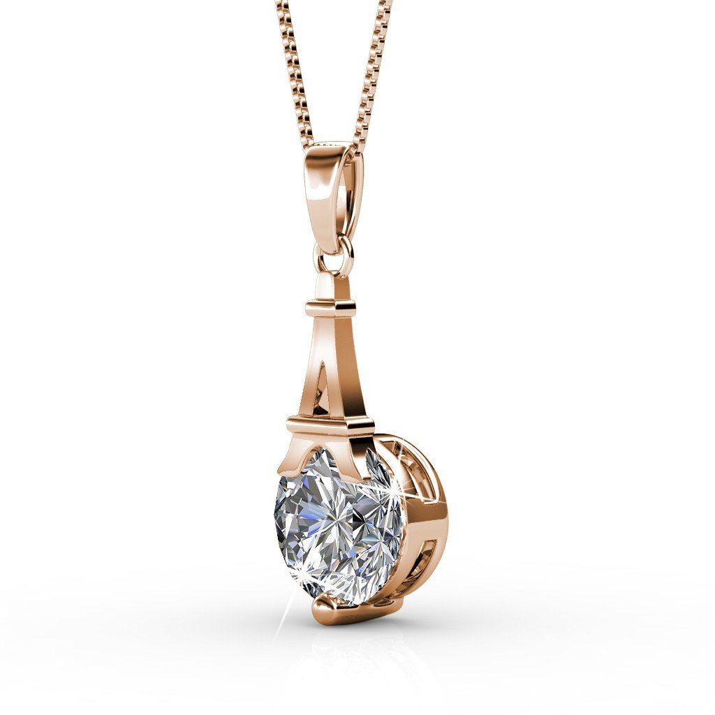 Isla 18k White Gold Plated Pendant Necklace with Round Swarovski Crystal