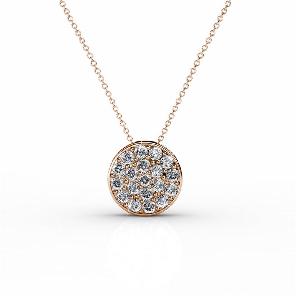 Nelly 18k 镀白金密镶水晶吊坠项链