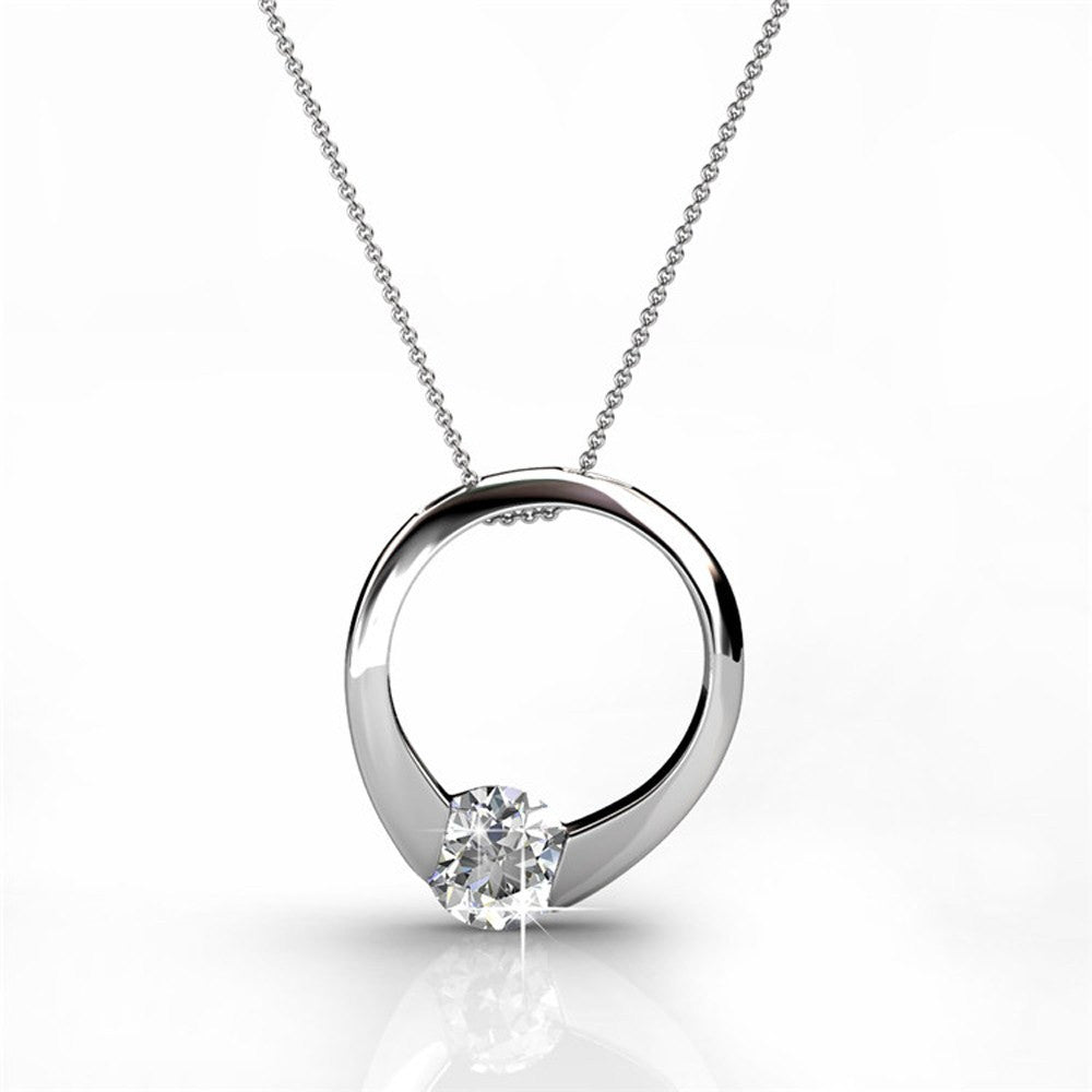 Jewelry, Necklaces, Swarovski - Dahlia “Blossom” Sterling Silver 18k White Gold Plated Swarovski Circle Ring Necklace