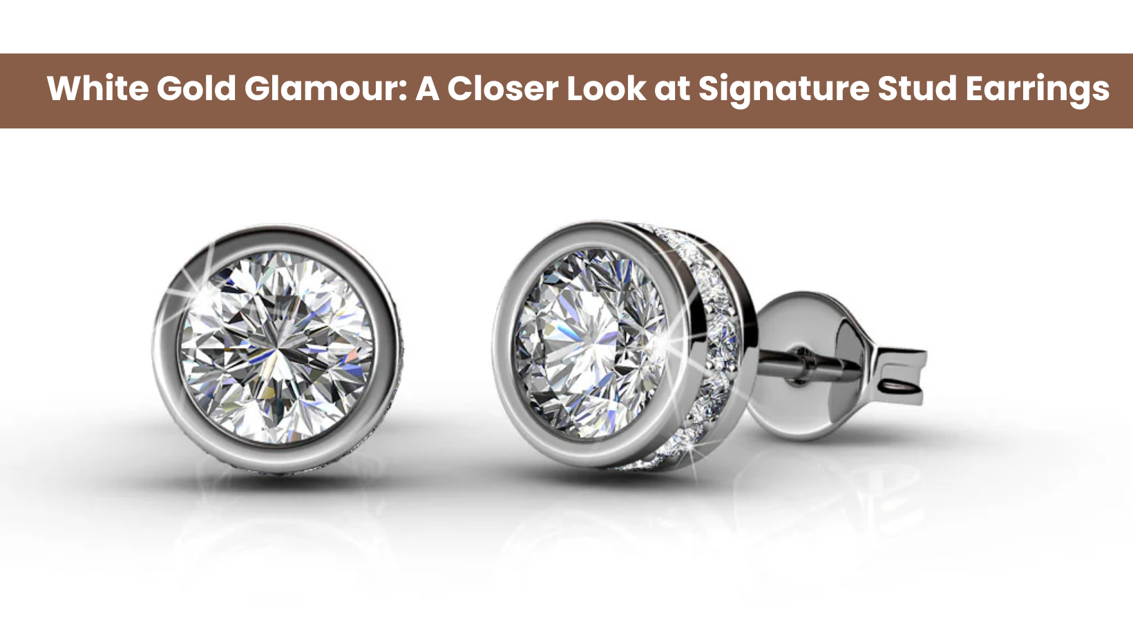 White Gold Glamour: A Closer Look at Signature Stud Earrings