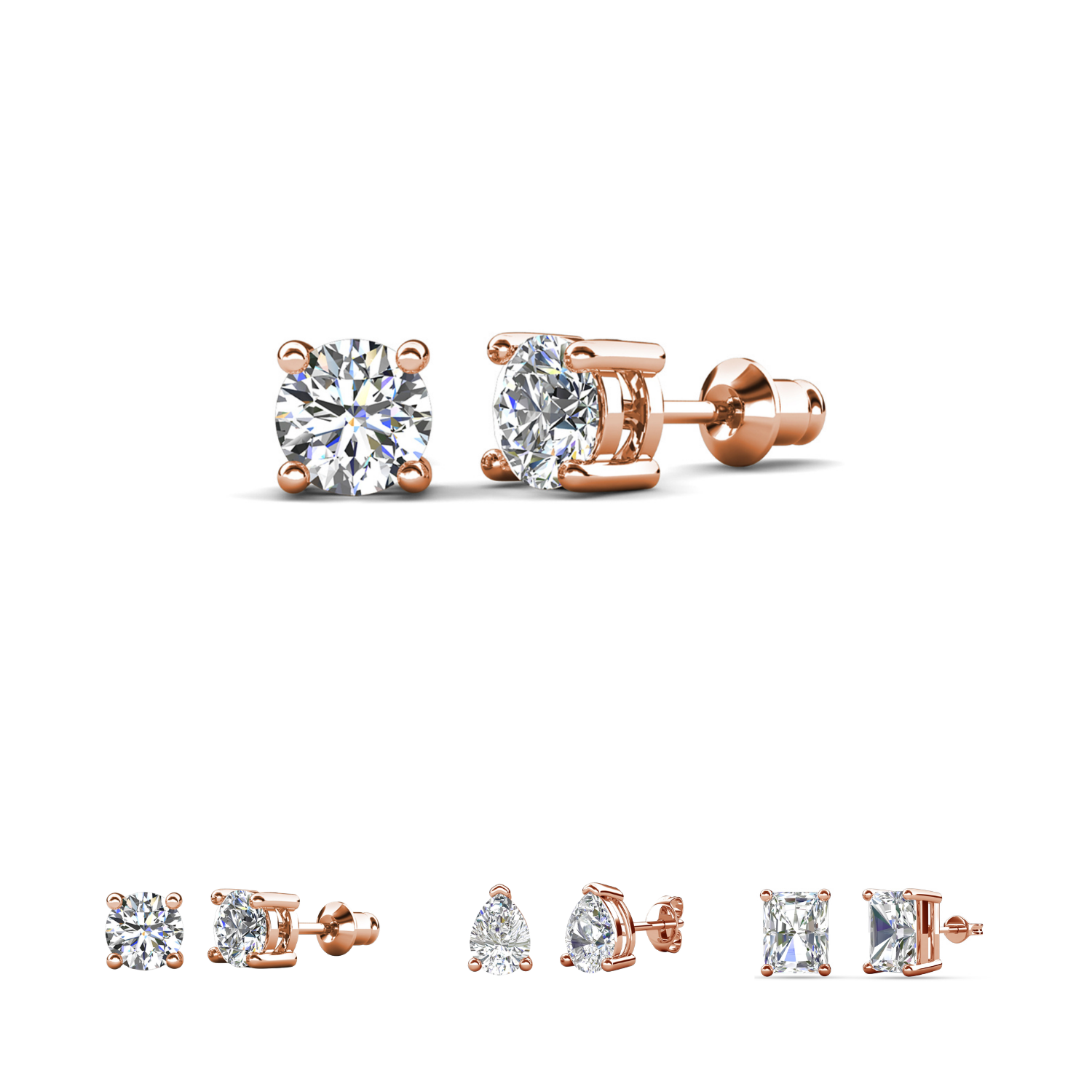 Pendientes Mia de plata de ley chapada en oro de 14 quilates con diamantes y cristales de imitación