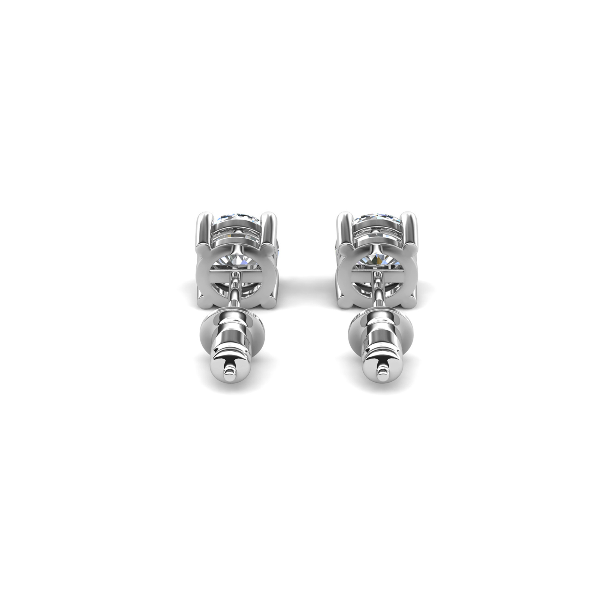 Mia 18k White Gold Plated Sterling Silver Stud Earrings with Simulated Diamond Crystals