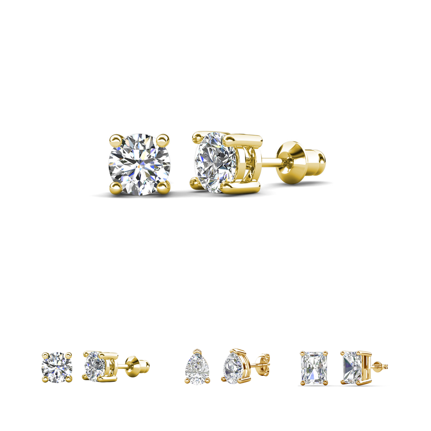 Pendientes Mia de plata de ley chapada en oro de 14 quilates con diamantes y cristales de imitación