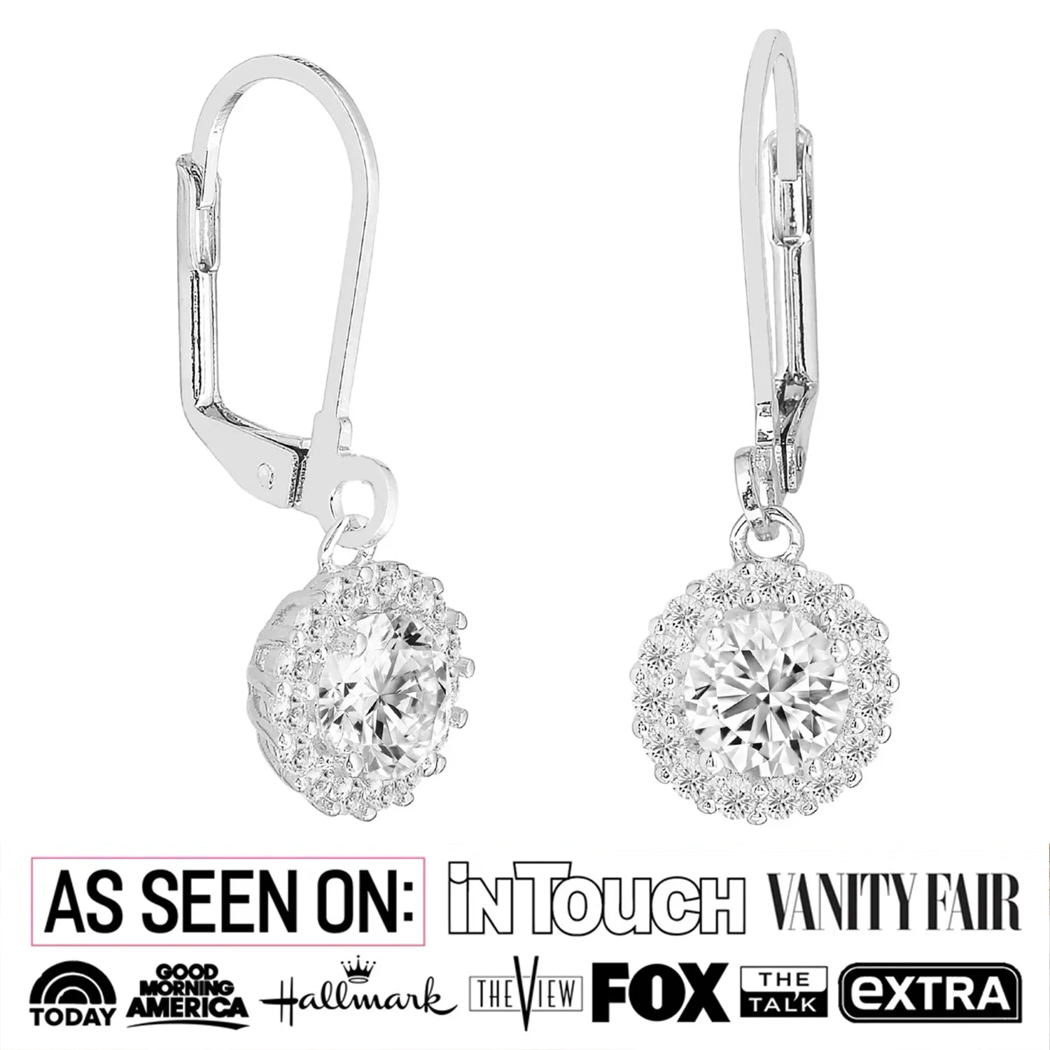 Michelle 18k White Gold Plated Drop Earrings with Simulated Diamond Crystals