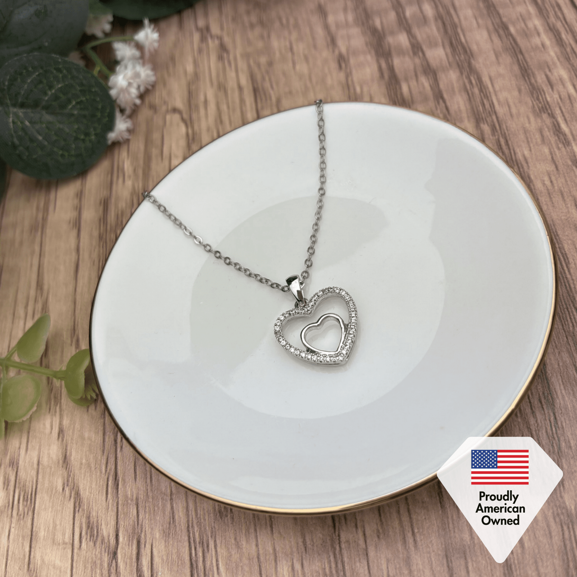 Amorette 18k White Gold Plated Necklace with Swarovski Crystals & Heartfelt Message for Daughter