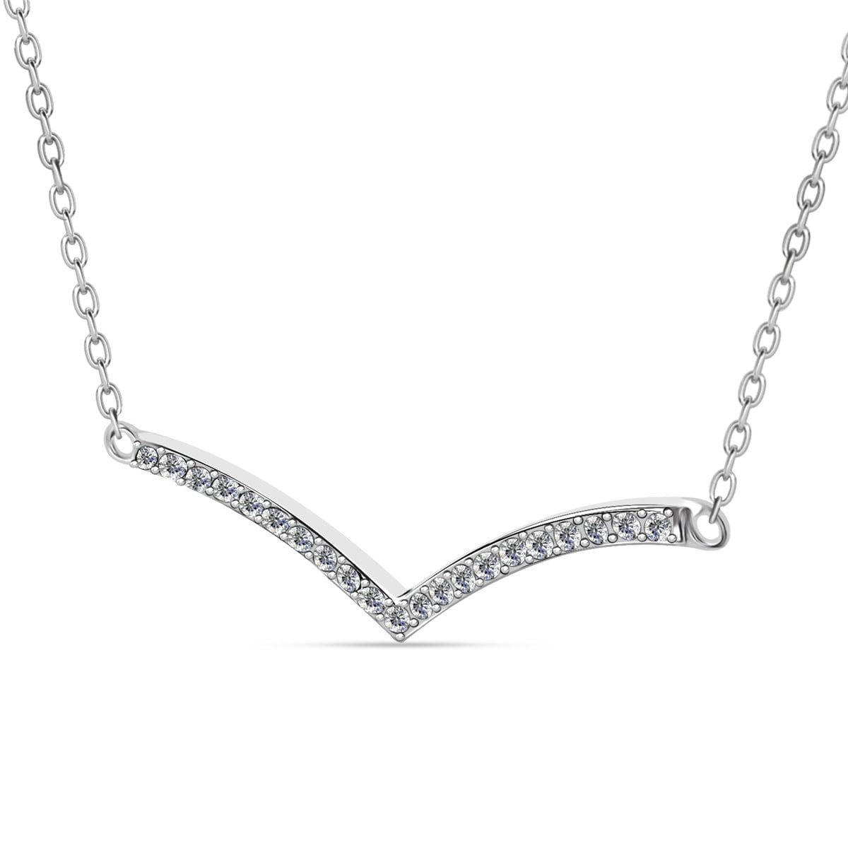 Hope 18k White Gold Plated V Linear Necklace with Swarovski Crystals & Heartfelt Message for Daughter
