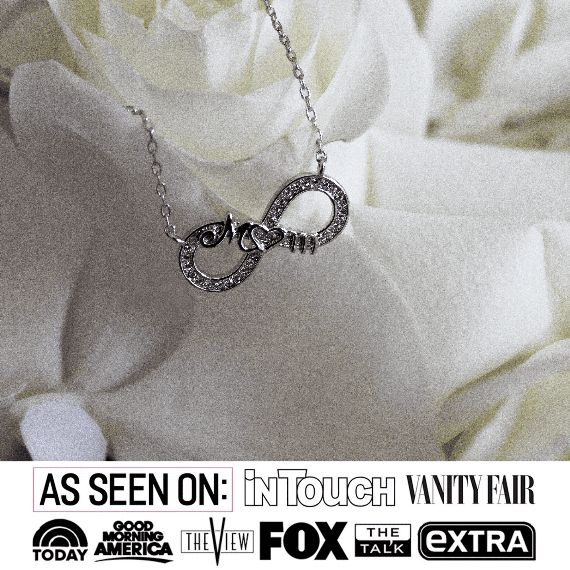 Robin 18k White Gold Plated Infinity Necklace with Swarovski Crystals & Heartfelt Message for Mom