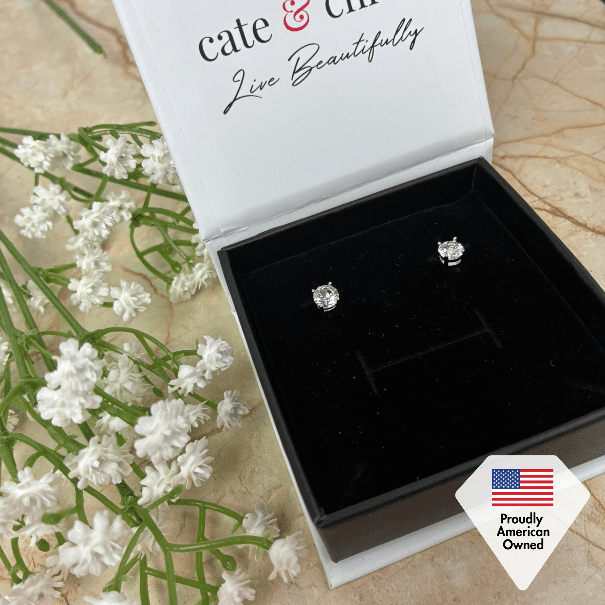 Haddie 18k White Gold Plated 2-in-1 Halo Stud Earrings with Swarovski Crystals