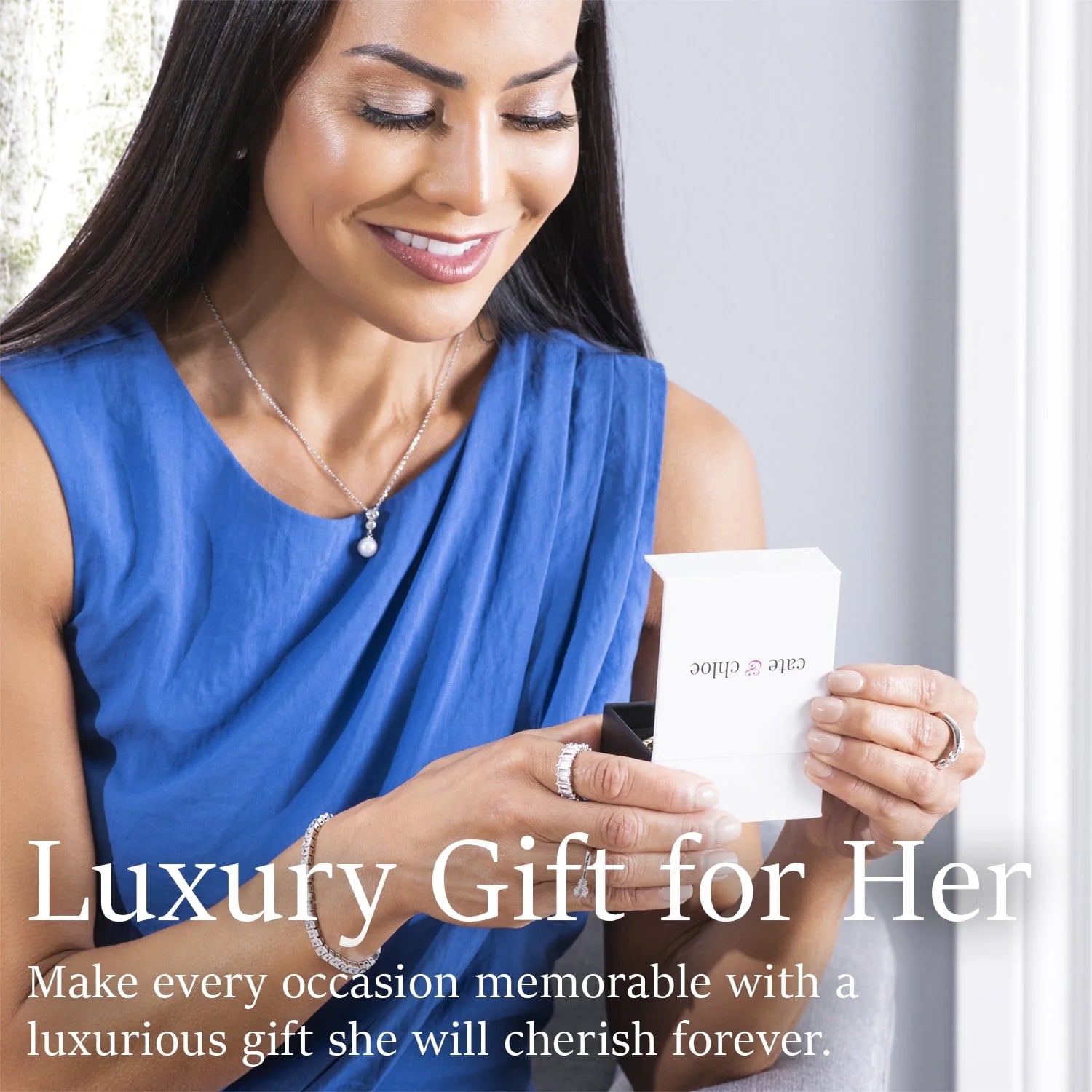 Persephone 18k White Gold Plated Necklace with Swarovski Crystals & Heartfelt Message for Mom