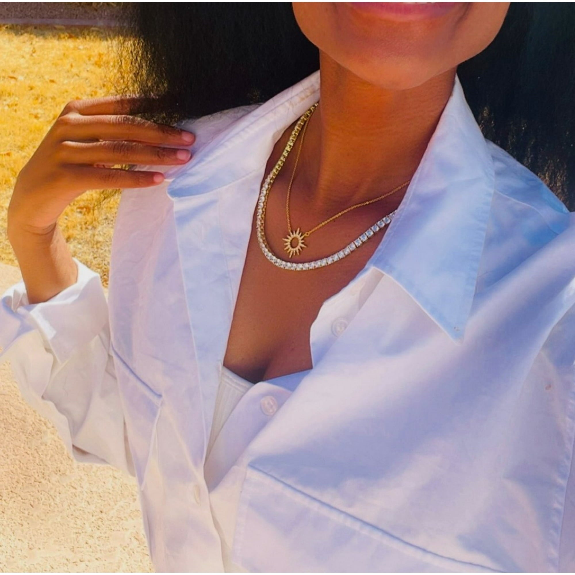 Evie 18k White Gold Plated Sun Necklace with Swarovski Crystals & Heartfelt Message for Daughter