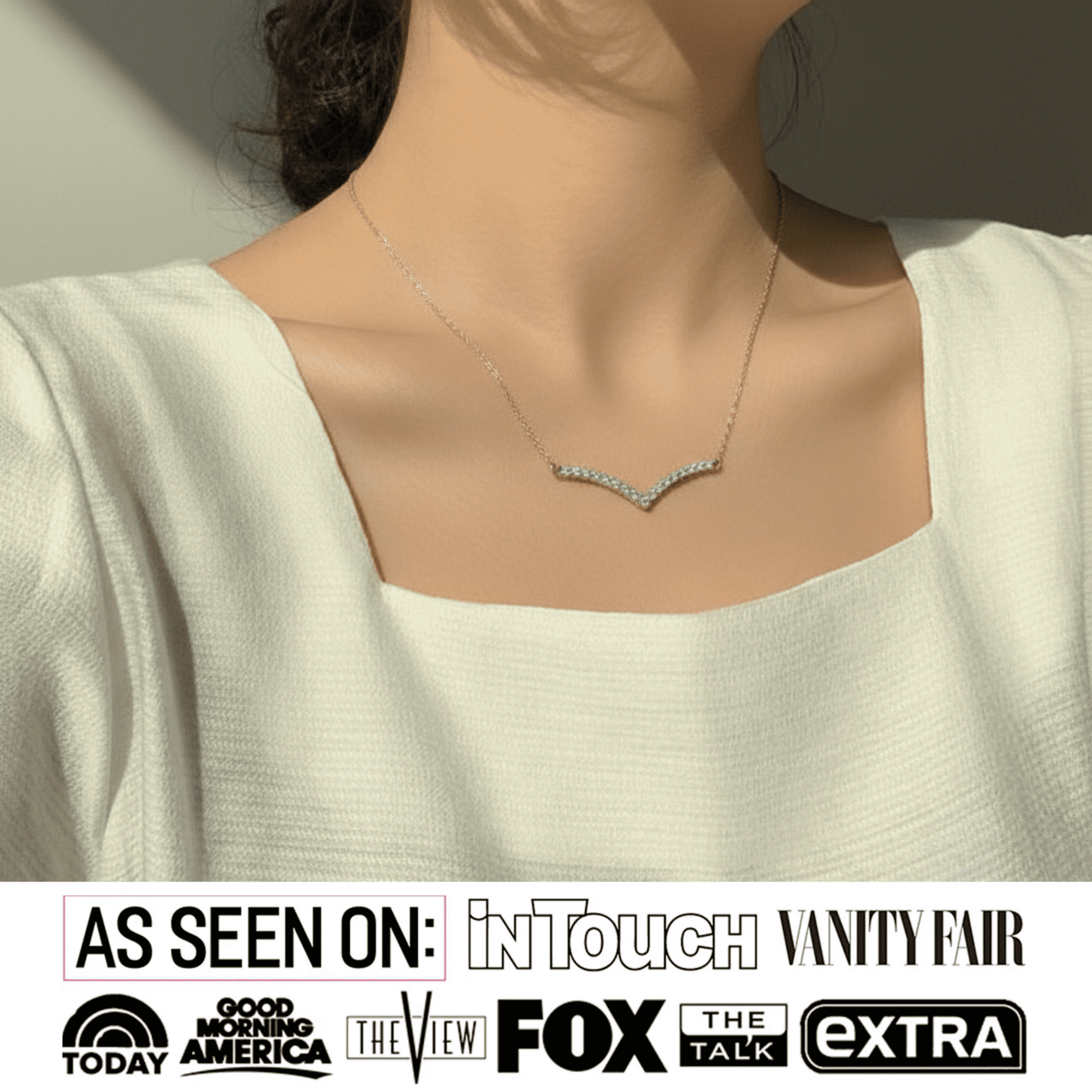 Hope 18k White Gold Plated V Linear Necklace with Swarovski Crystals & Heartfelt Message for Daughter