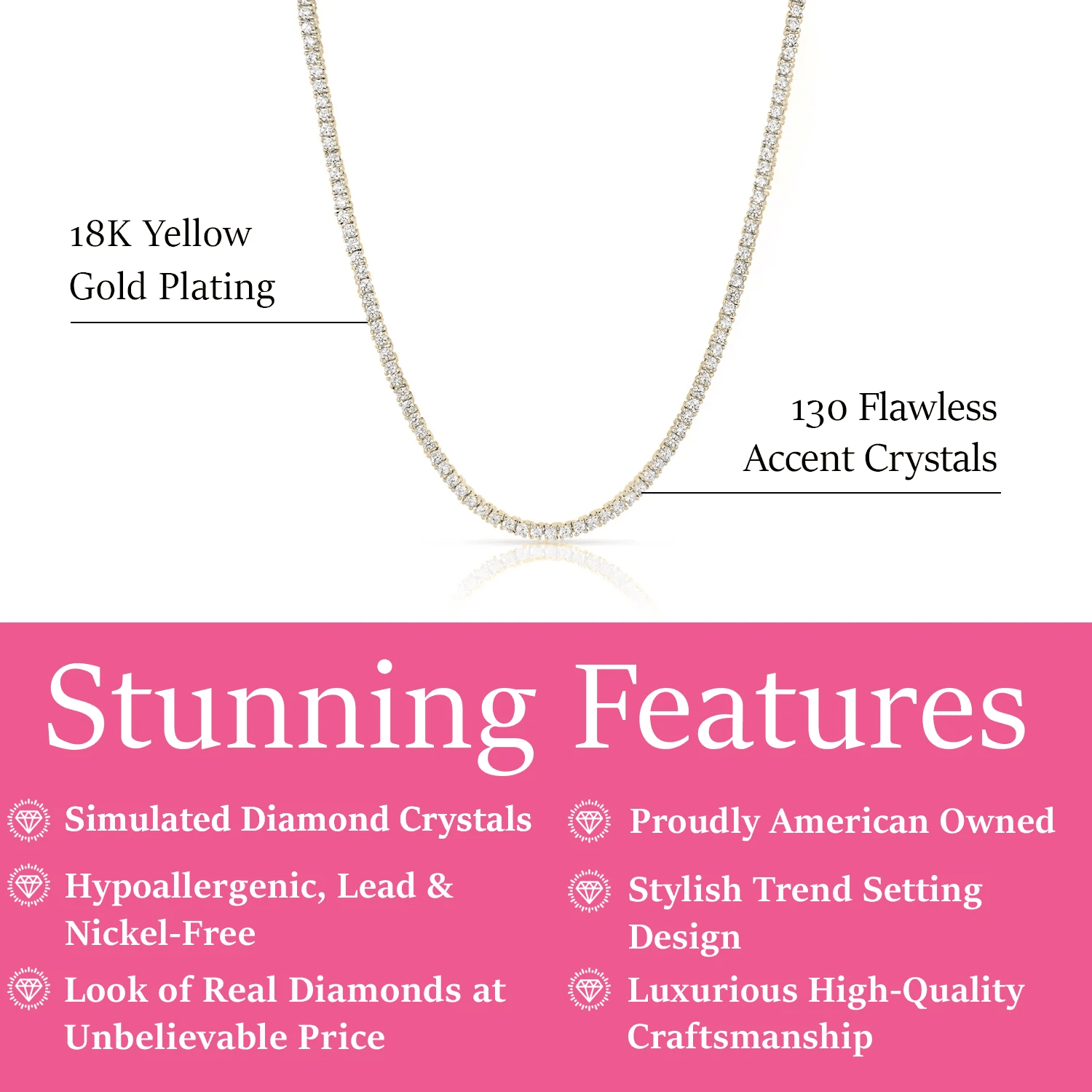 Kaylee 18k White Gold Plated Necklace with Simulated Diamond Crystals