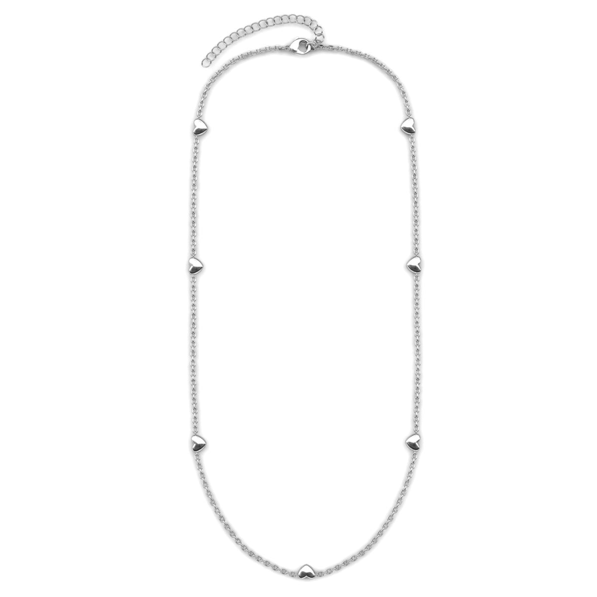 Jane 18k White Gold Plated Heart Station Necklace