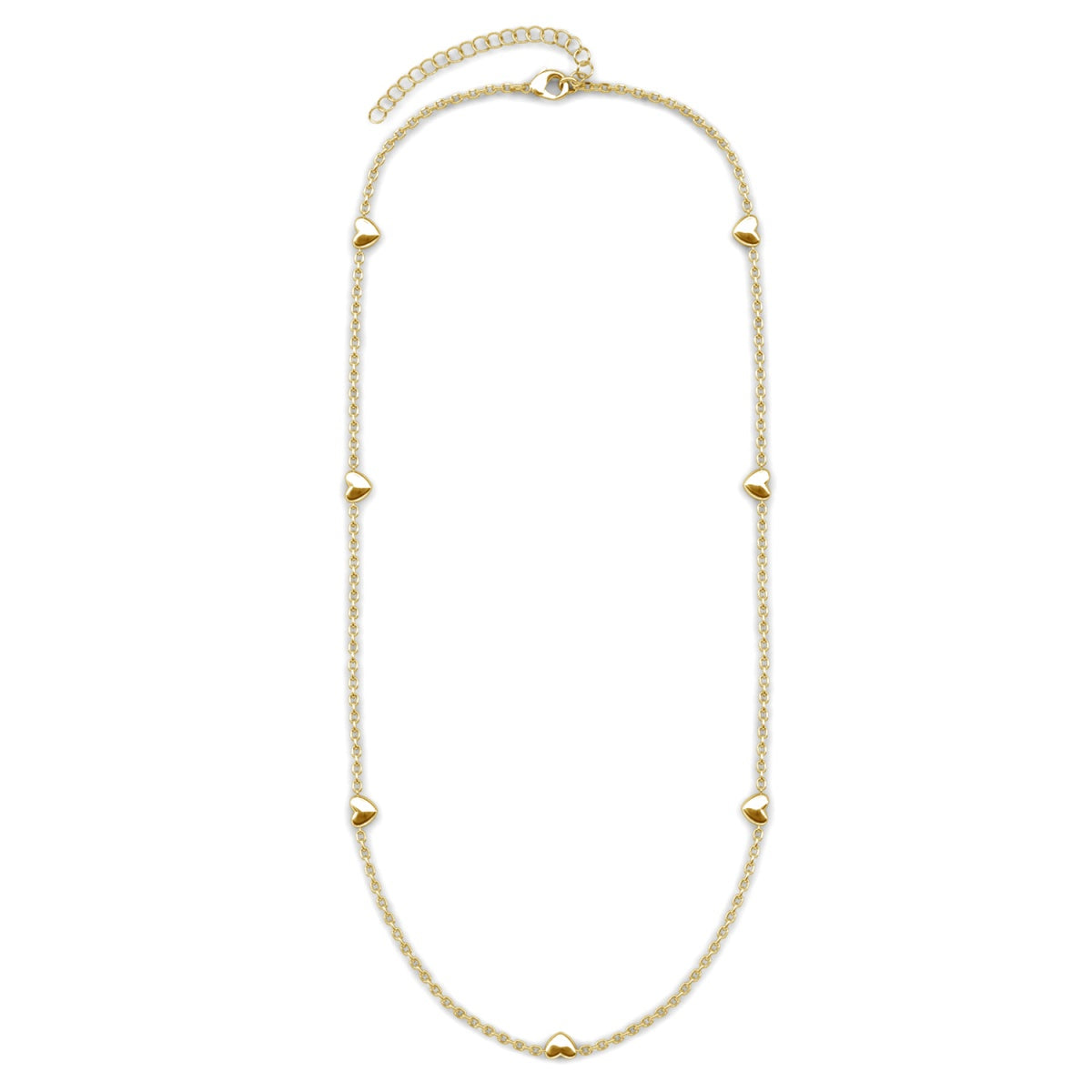 Jane 18k White Gold Plated Heart Station Necklace