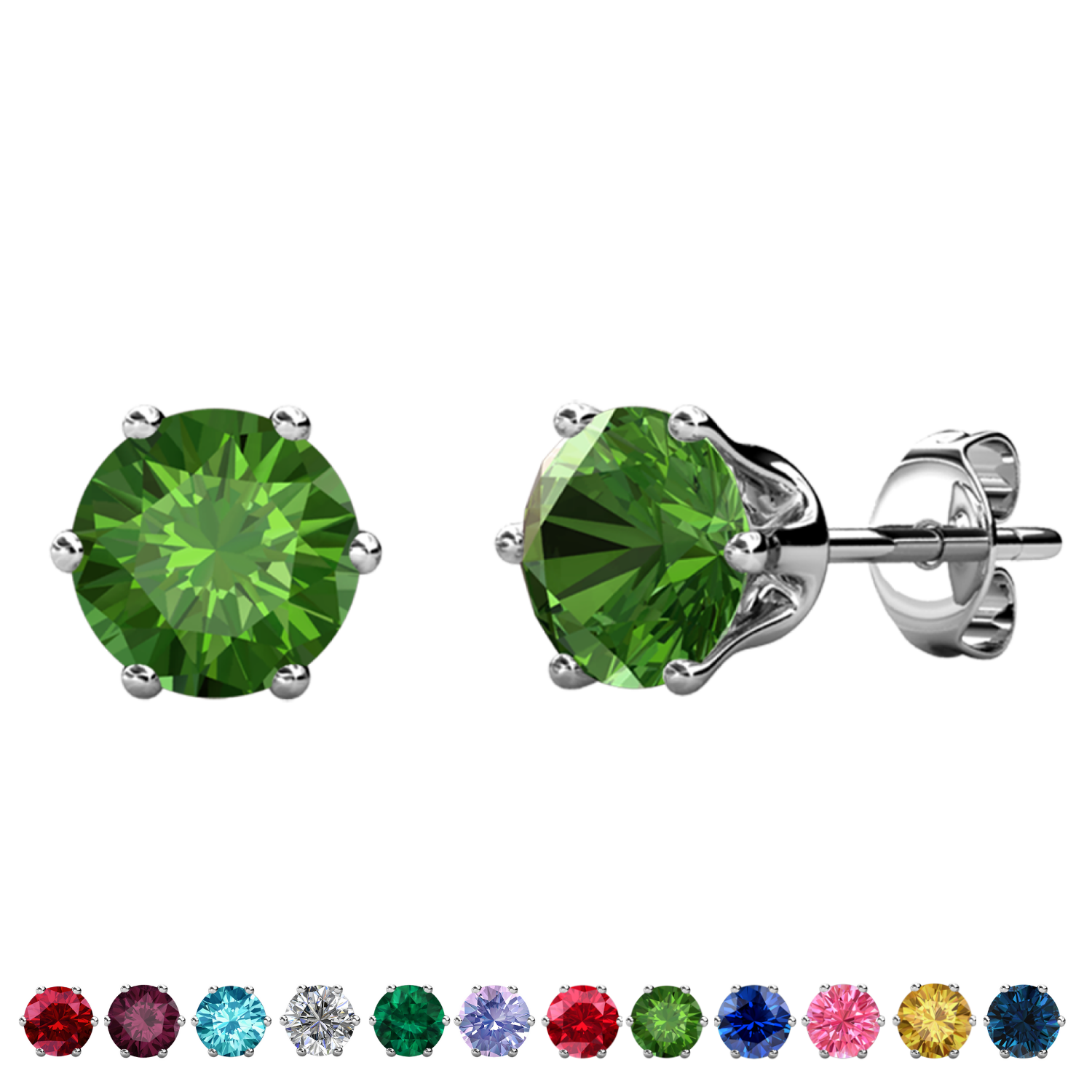 Birthstone Earrings 18k White Gold Plated Stud Earrings with 1CT Solitaire Swarovski Crystals
