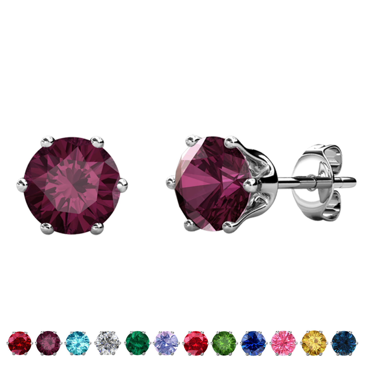 Birthstone Earrings 18k White Gold Plated Stud Earrings with 1CT Solitaire Swarovski Crystals