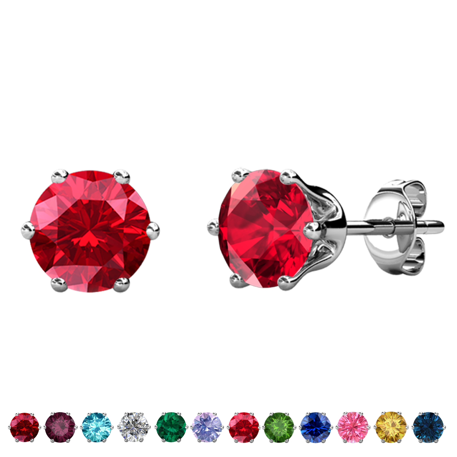 Birthstone Earrings 18k White Gold Plated Stud Earrings with 1CT Solitaire Swarovski Crystals