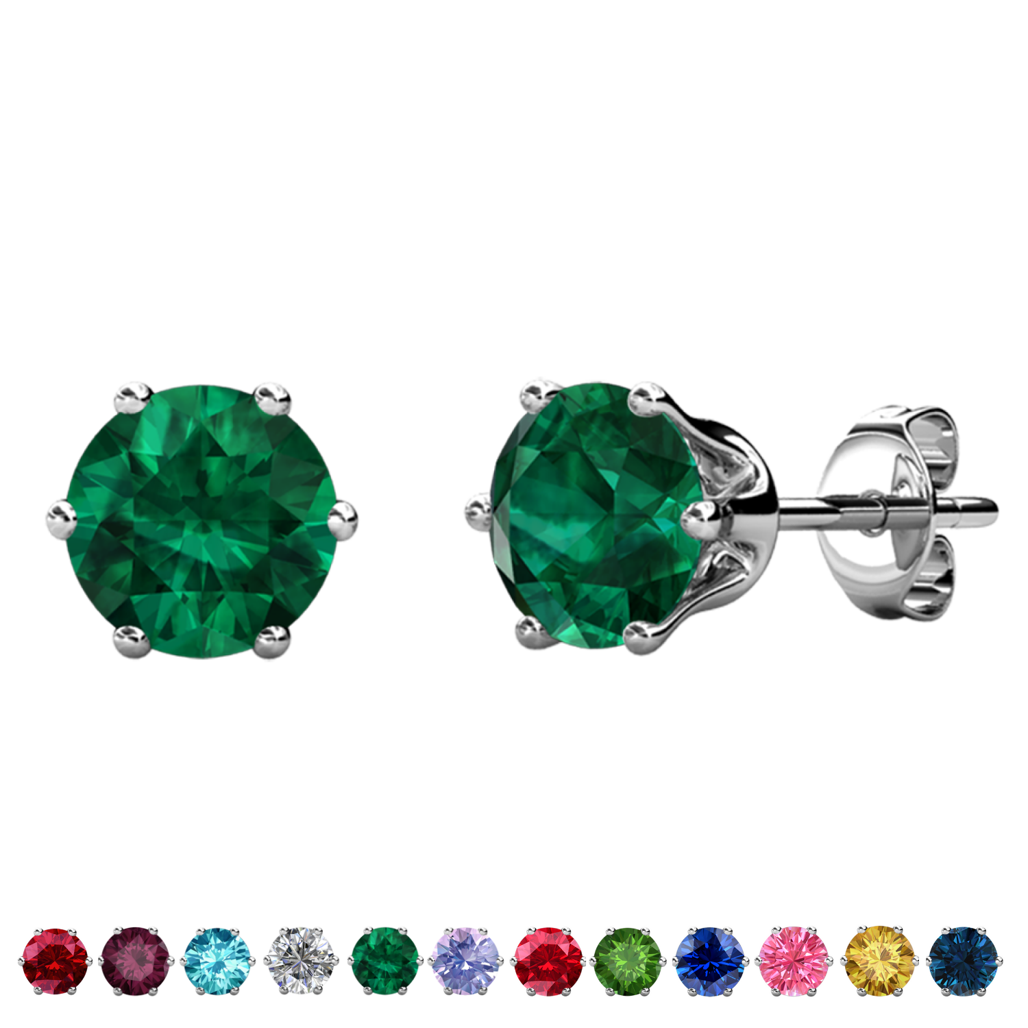 Birthstone Earrings 18k White Gold Plated Stud Earrings with 1CT Solitaire Swarovski Crystals