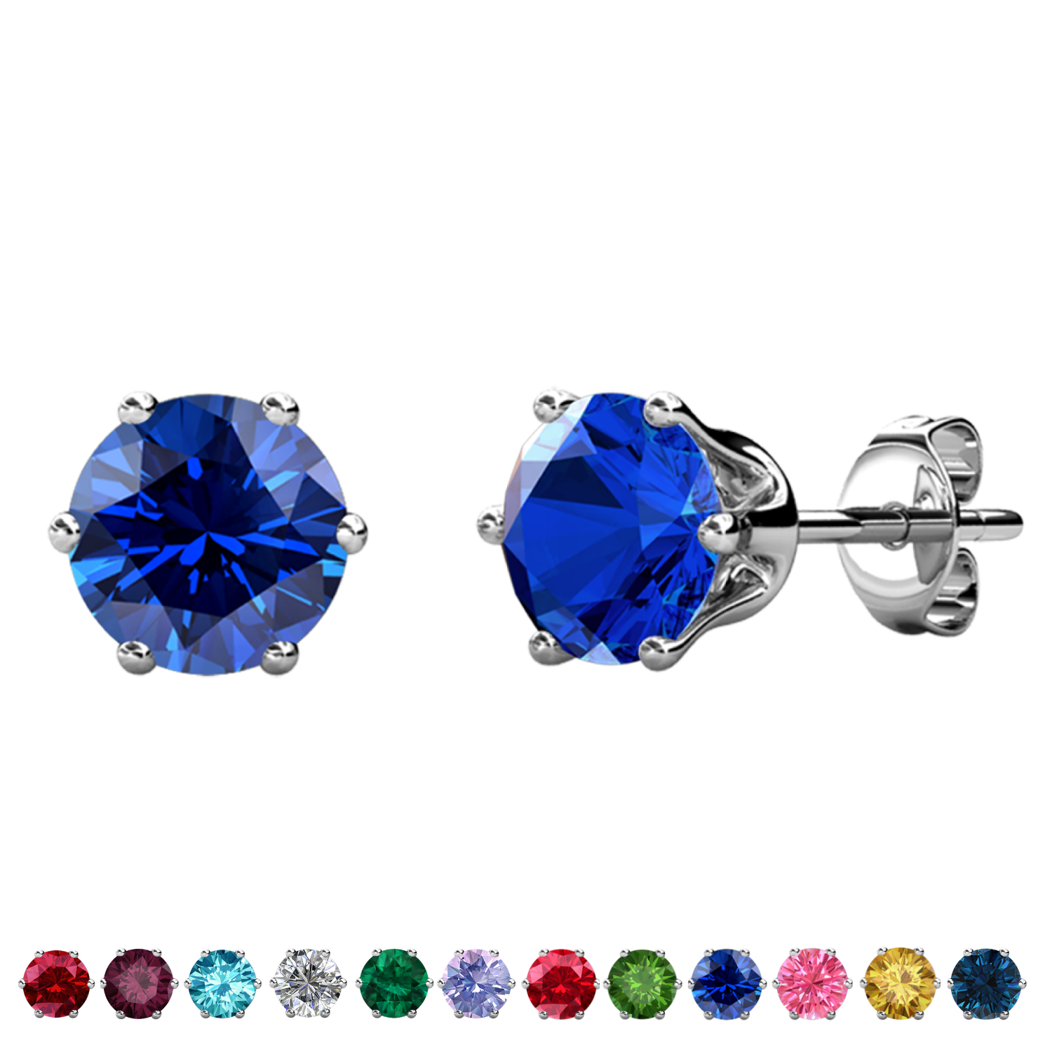 Birthstone Earrings 18k White Gold Plated Stud Earrings with 1CT Solitaire Swarovski Crystals