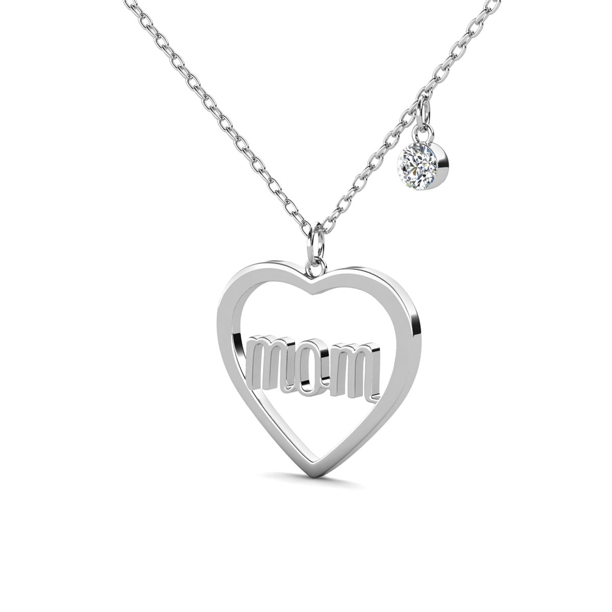 Melody 18k White Gold Plated Necklace with Swarovski Crystals & Heartfelt Message for Mom