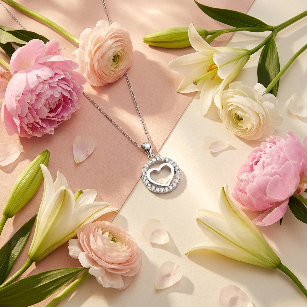 Khaleesi 18k White Gold Plated Silver Heart Necklace with Swarovski Crystals — Fab Fav