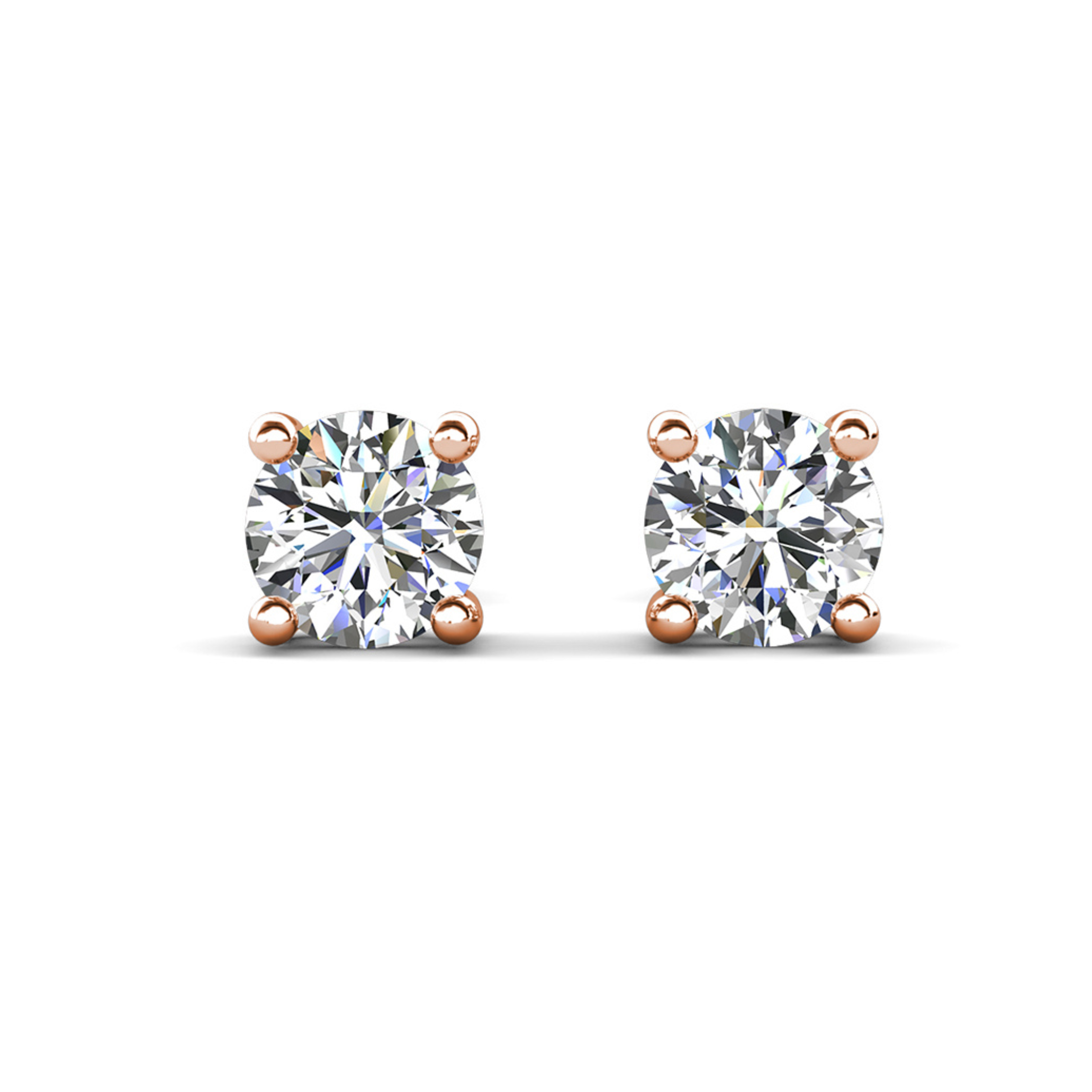 Mia 18k White Gold Plated Sterling Silver Stud Earrings with Simulated Diamond Crystals