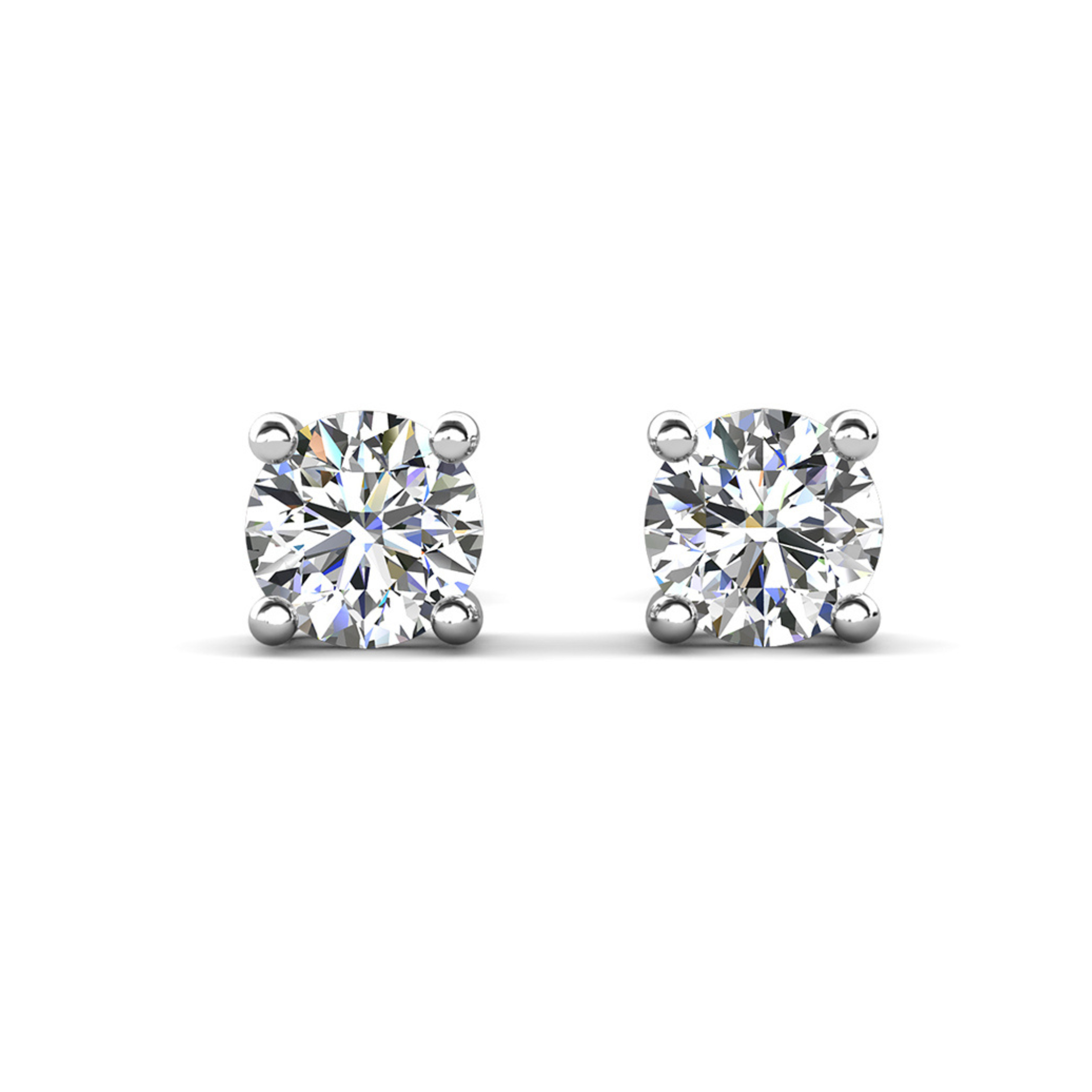 Mia 18k White Gold Plated Sterling Silver Stud Earrings with Simulated Diamond Crystals