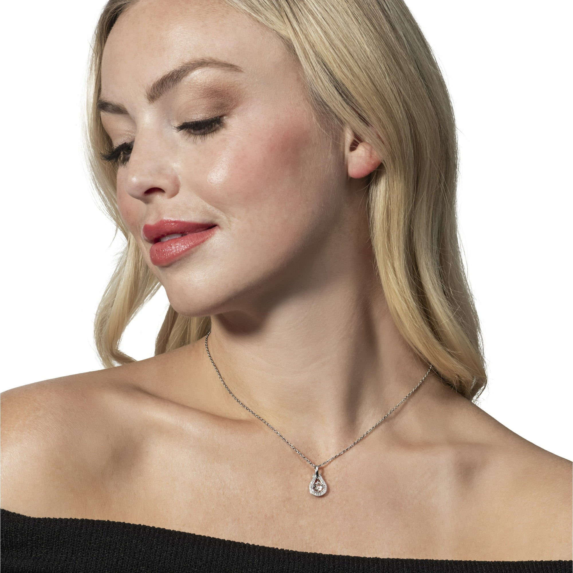 Bernadette 18k White Gold Plated Teardrop Necklace with Swarovski Crystals