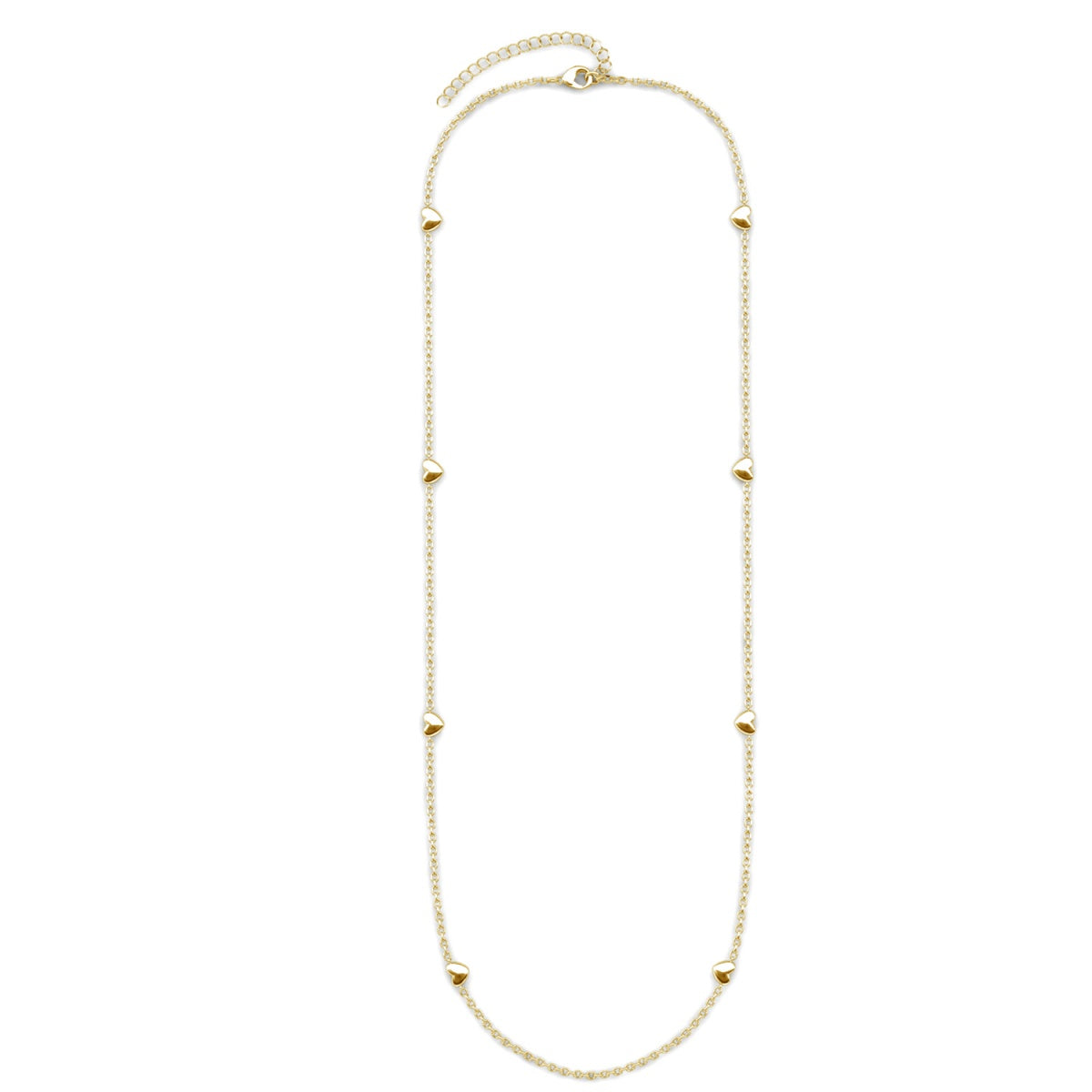 Jane 18k White Gold Plated Heart Station Necklace