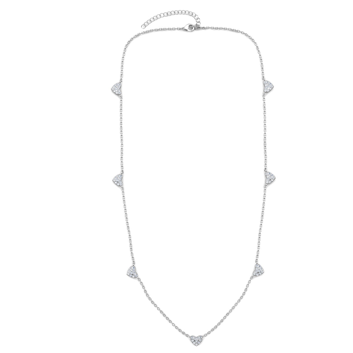 Irene 18k White Gold Plated Heart Station Necklace with Swarovski Crystals