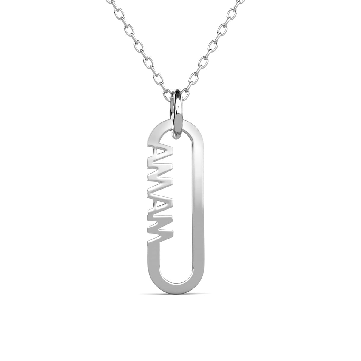 Elaine 18k White Gold Plated Mama Necklace with Swarovski Crystals & Heartfelt Message for Mom