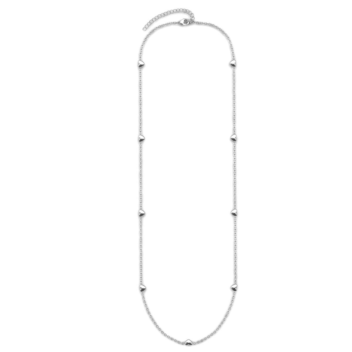 Jane 18k White Gold Plated Heart Station Necklace