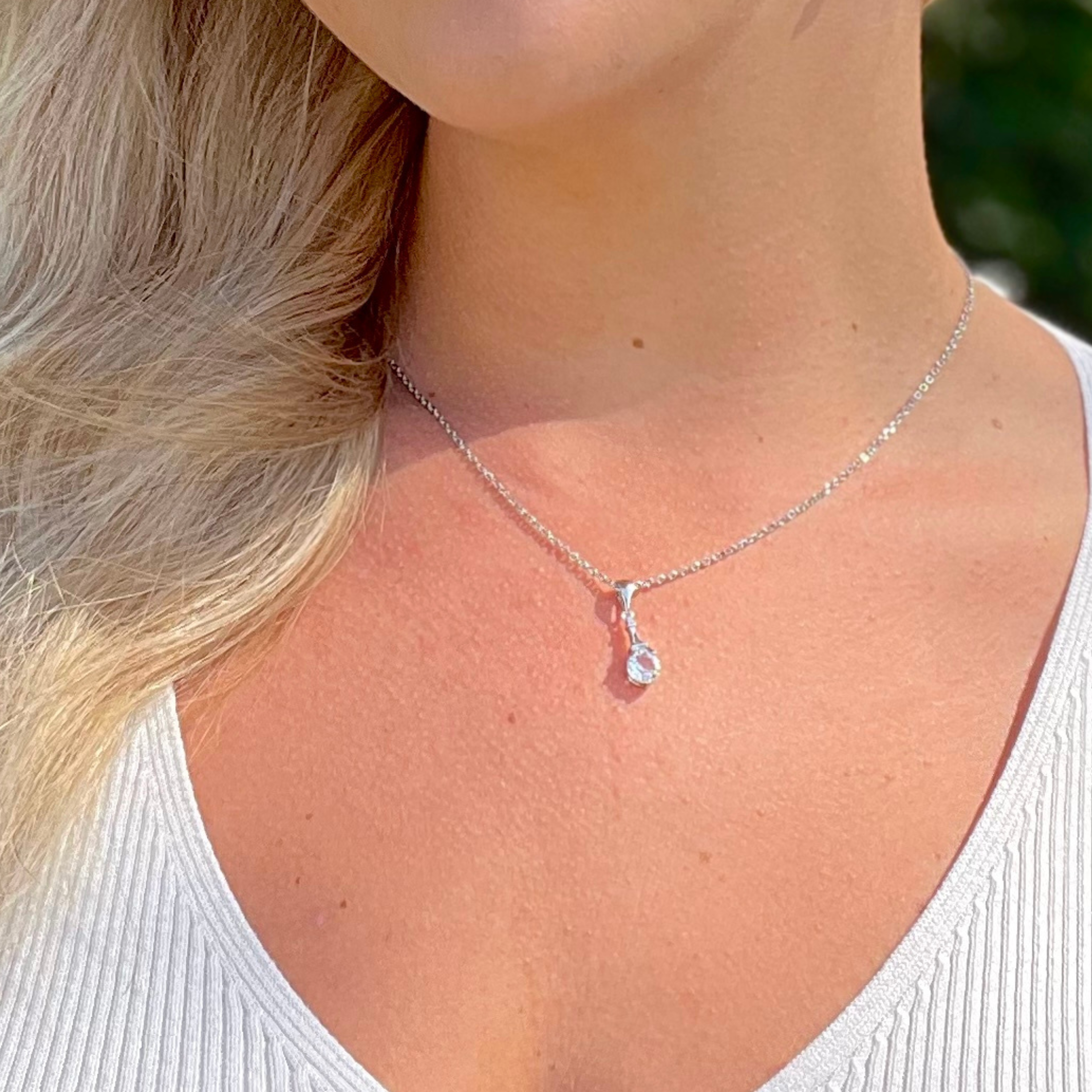 Aerin 18k White Gold Plated Necklace with Round Cut Solitaire Swarovski Crystal - FAB FAV