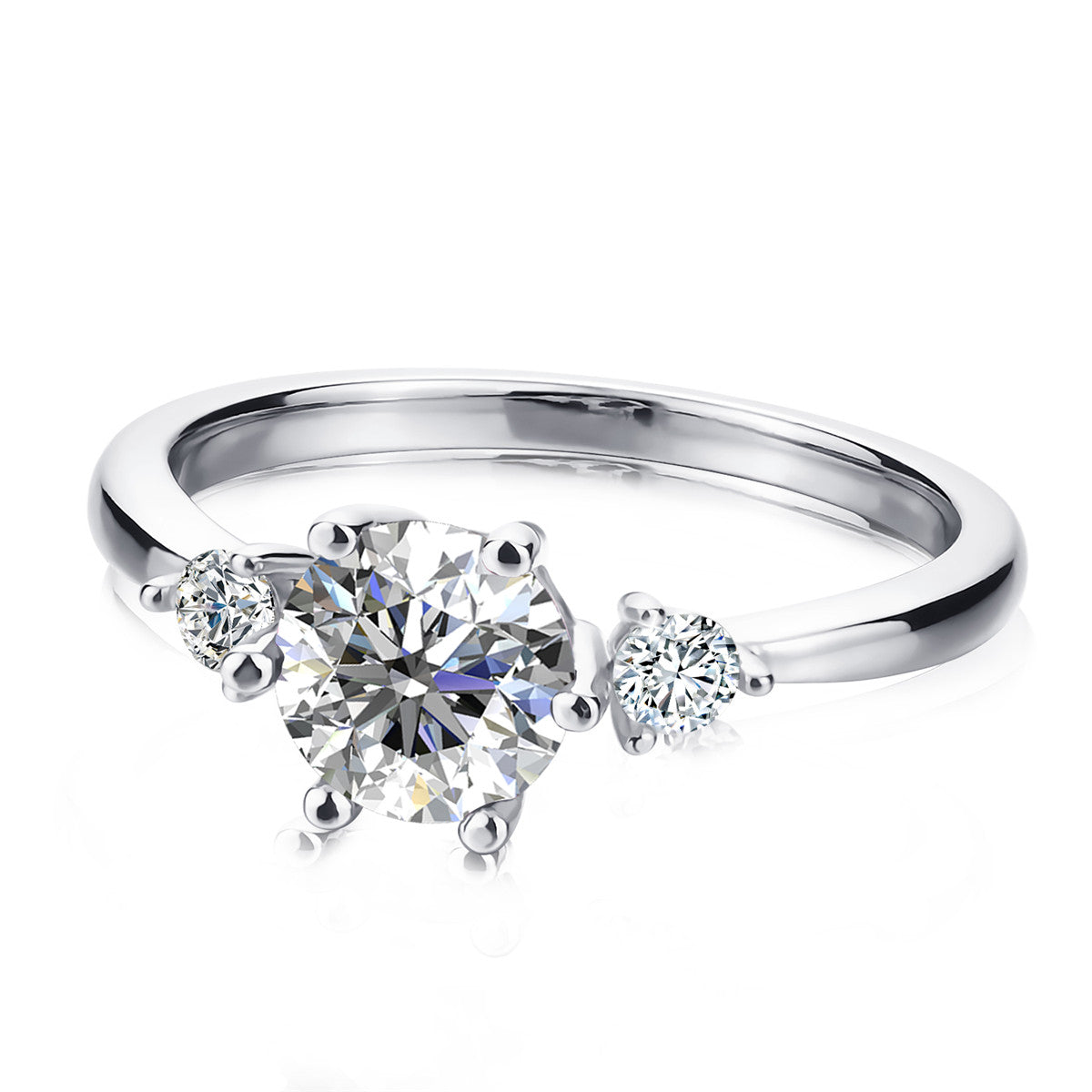 Moissanite by Cate & Chloe Sarah Sterling Silver Ring with Moissanite and 5A Cubic Zirconia Crystals
