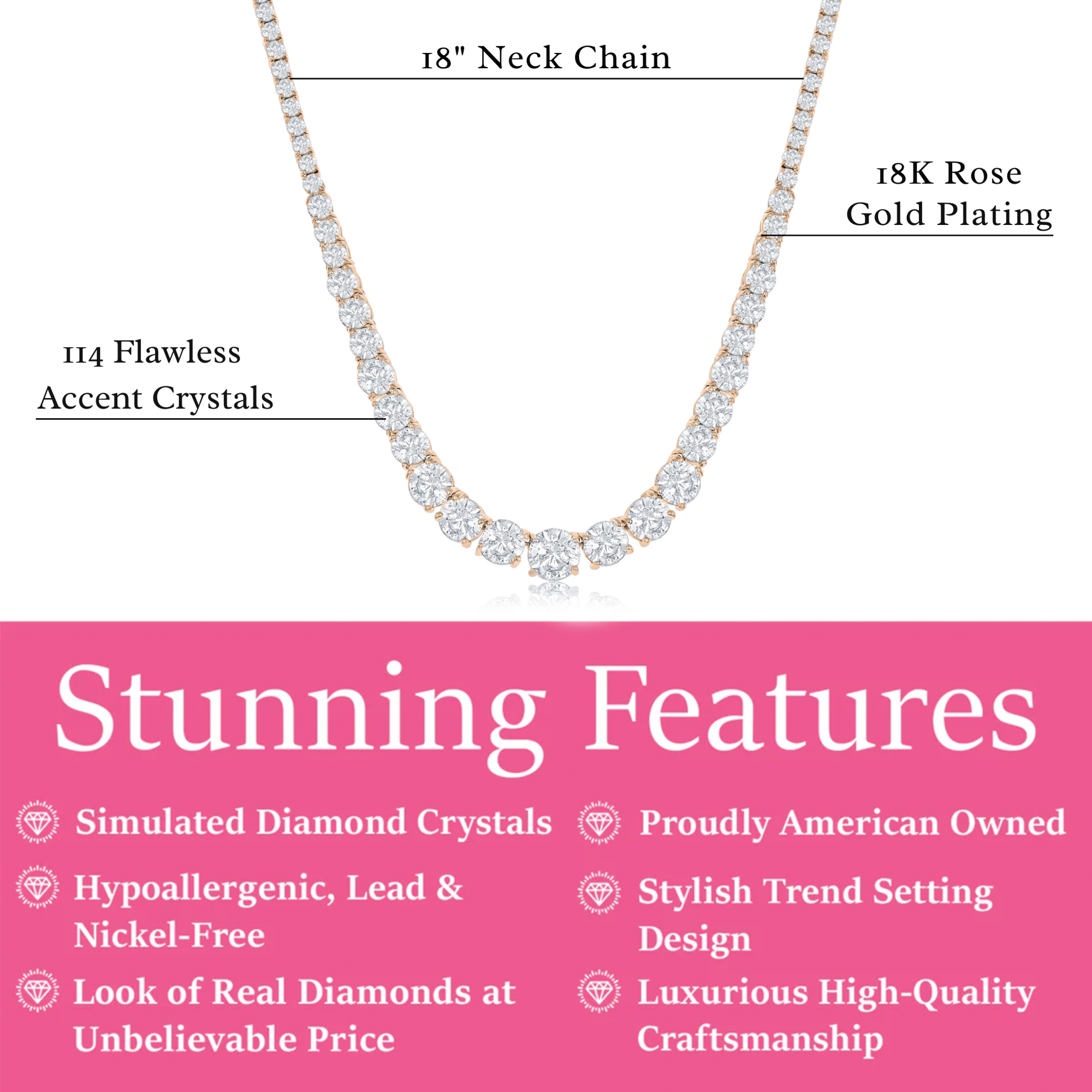 Whitney 18k White Gold Plated Necklace with Simulated Diamond Crystals