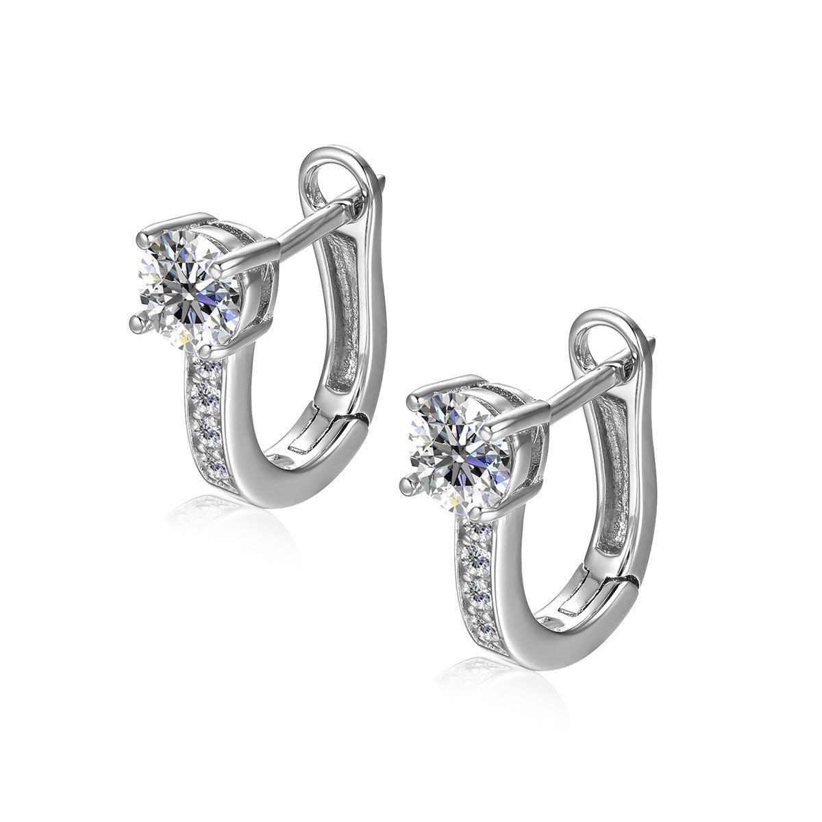 Moissanite by Cate & Chloe Genesis Sterling Silver Hoop Earrings with Moissanite and 5A Cubic Zirconia Crystals