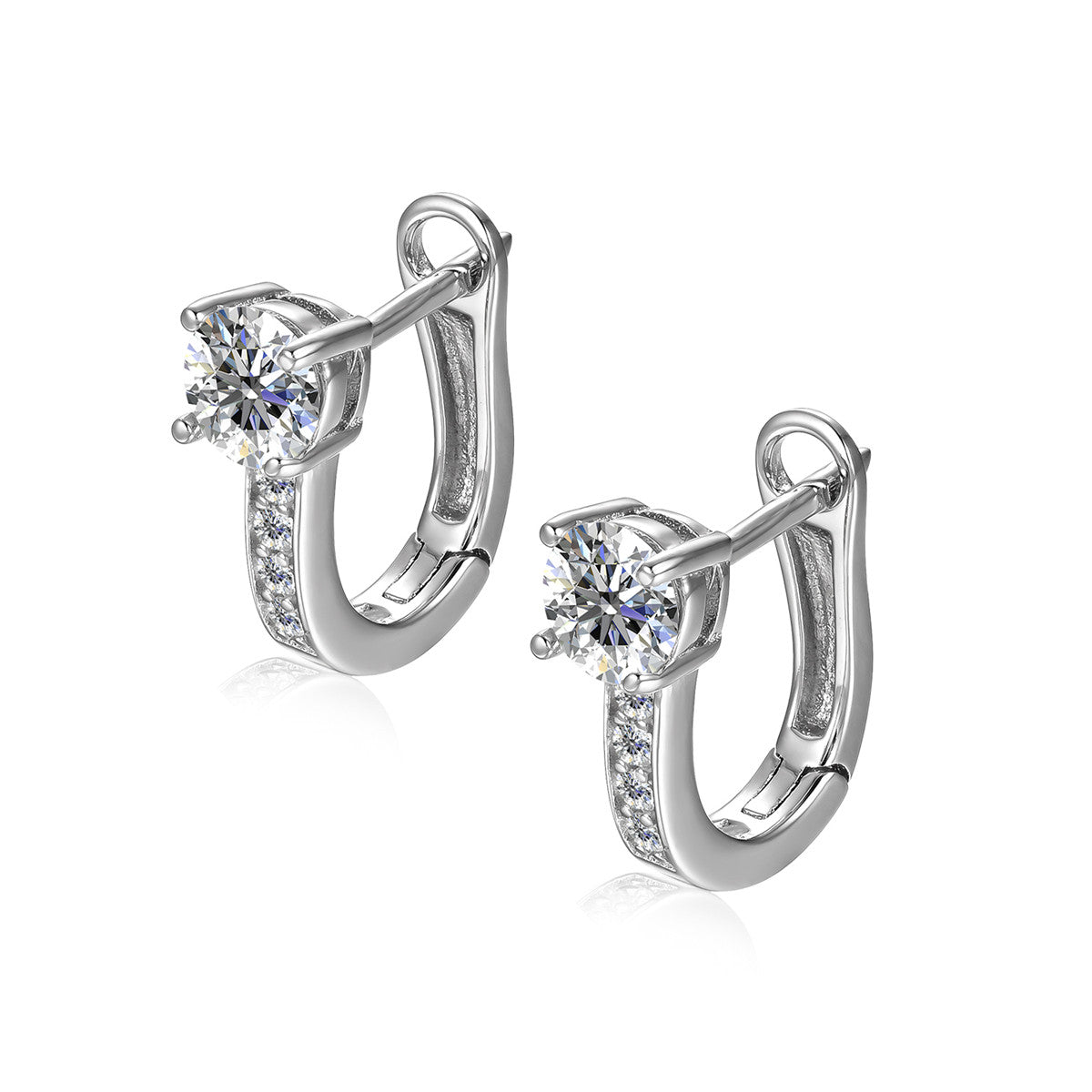 Moissanite by Cate & Chloe Genesis Sterling Silver Hoop Earrings with Moissanite Crystals