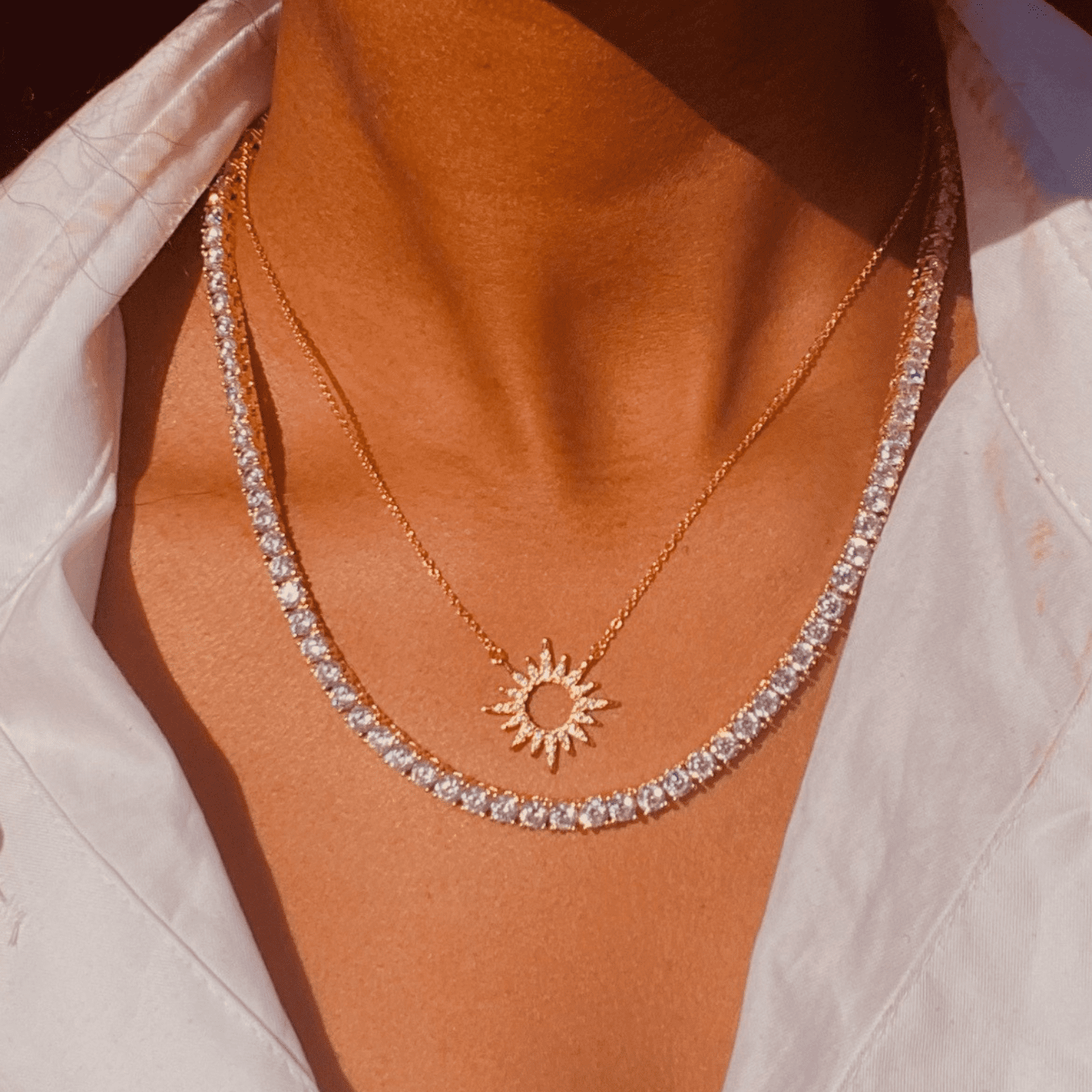Pack of 3 - Whitney, Olivia, Kaylee 18k White Gold Plated Tennis Necklace with Simulated Diamond Crystals