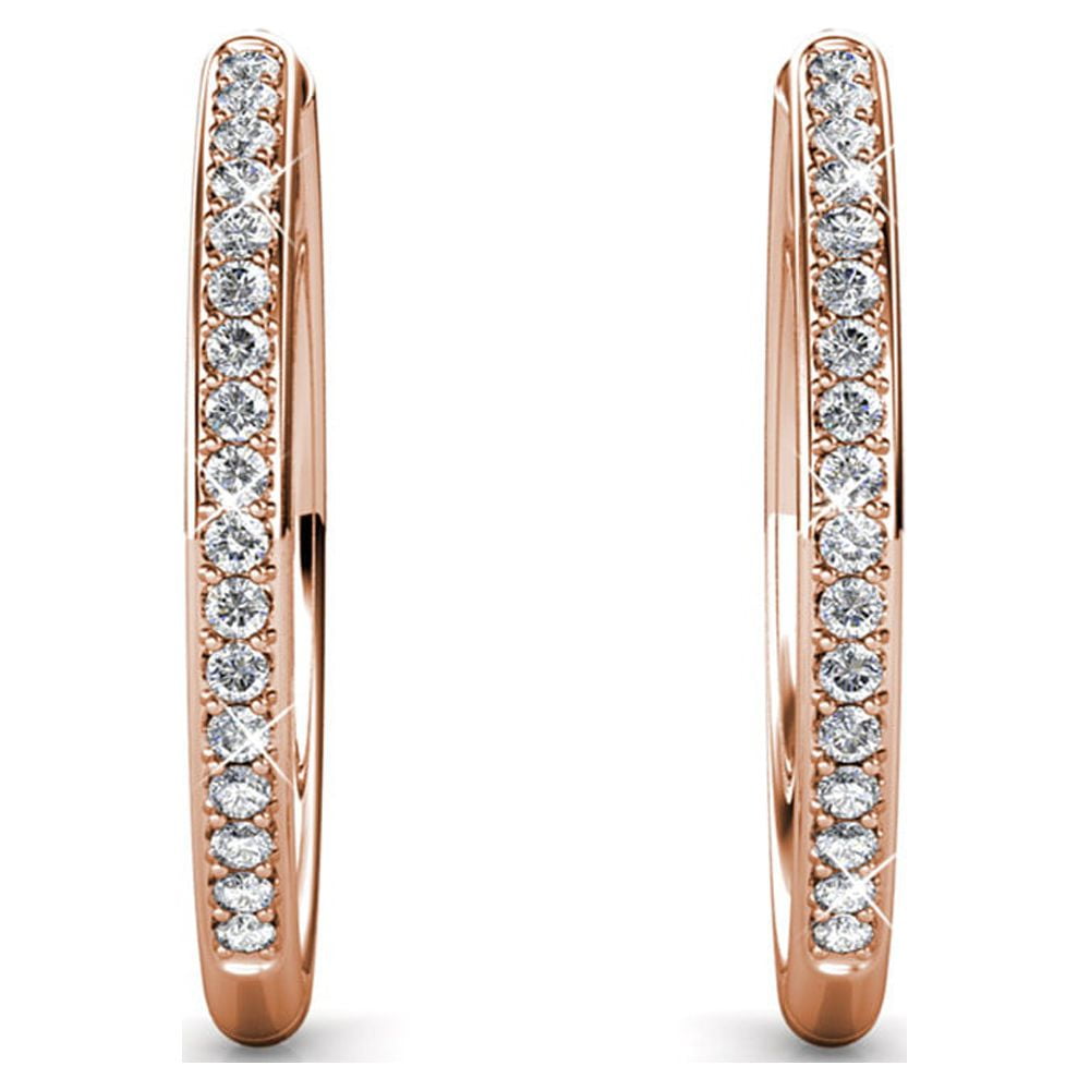 Pack of 3 - Bianca 18k Gold Plated 25mm Hoop Earrings with Swarovski Crystals