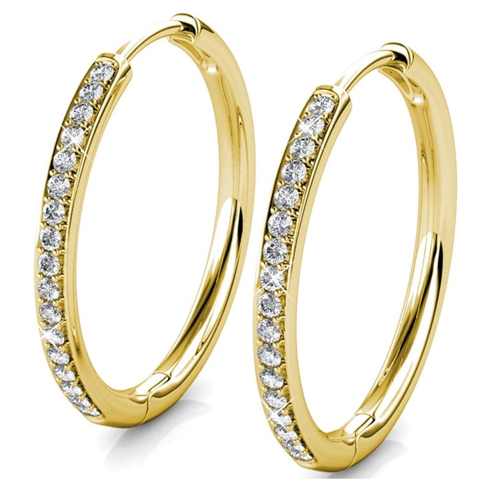 Pack of 3 - Bianca 18k Gold Plated 25mm Hoop Earrings with Swarovski Crystals