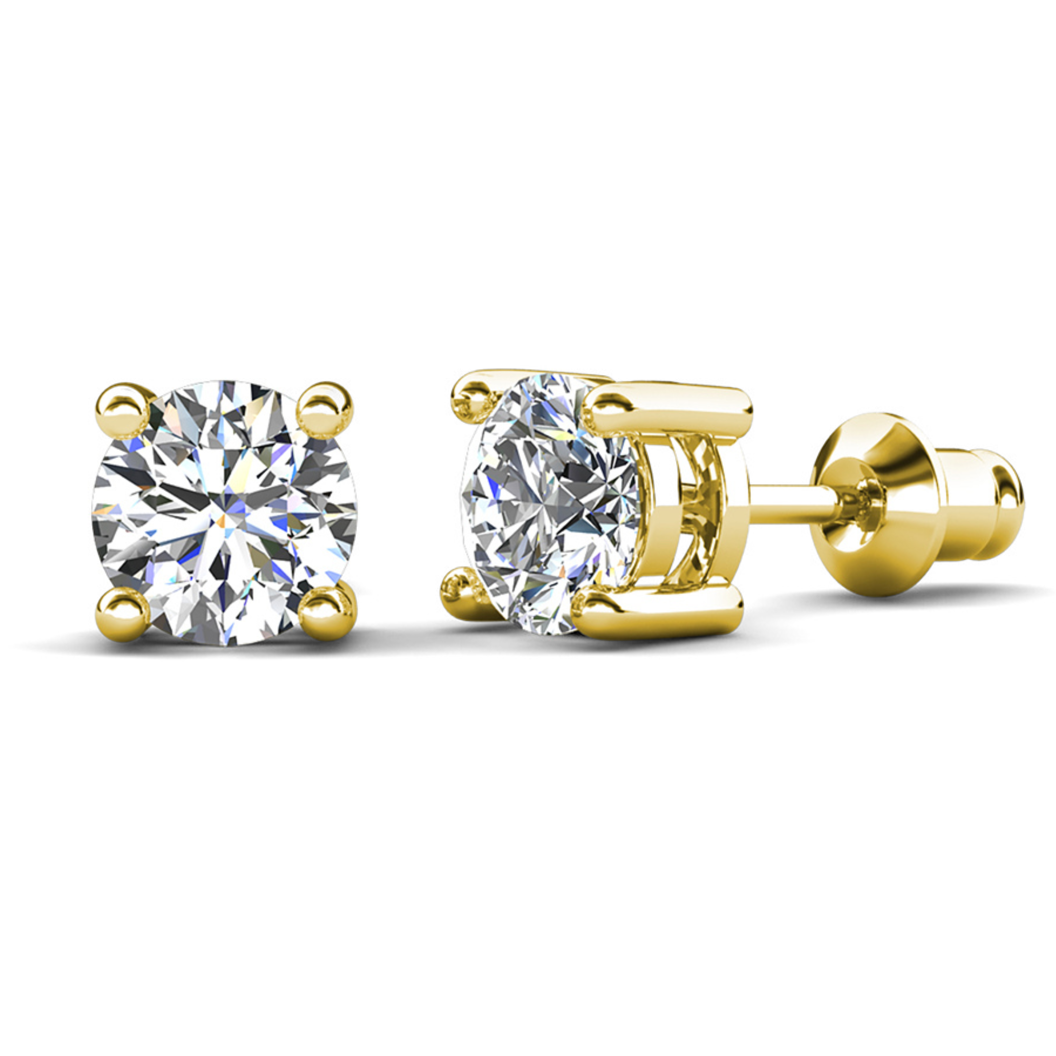 Mia 18k White Gold Plated Sterling Silver Stud Earrings with Simulated Diamond Crystals